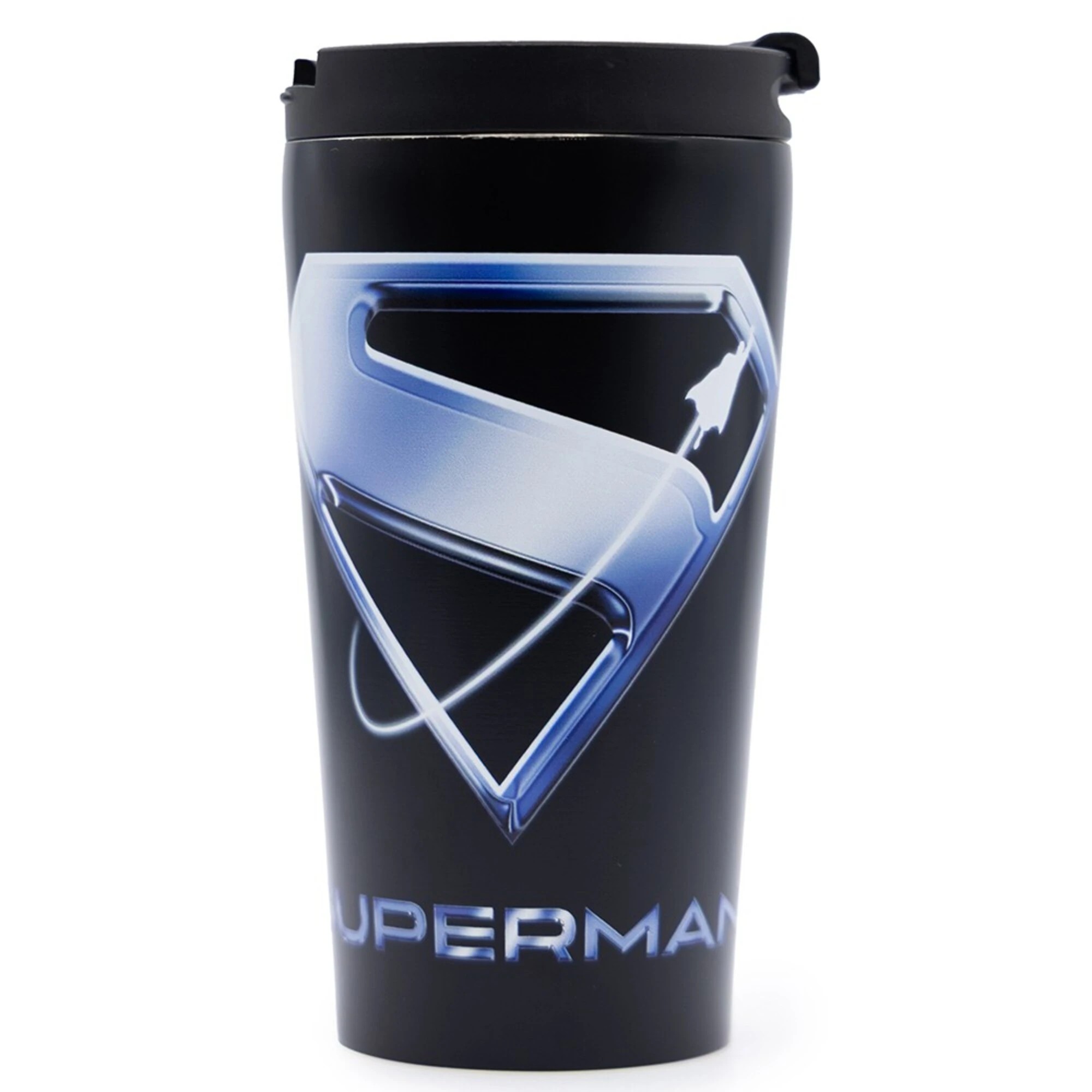 1 DC Comics - Superman 2025 - Superman Shield Travel Mug - Black, 1 of 3