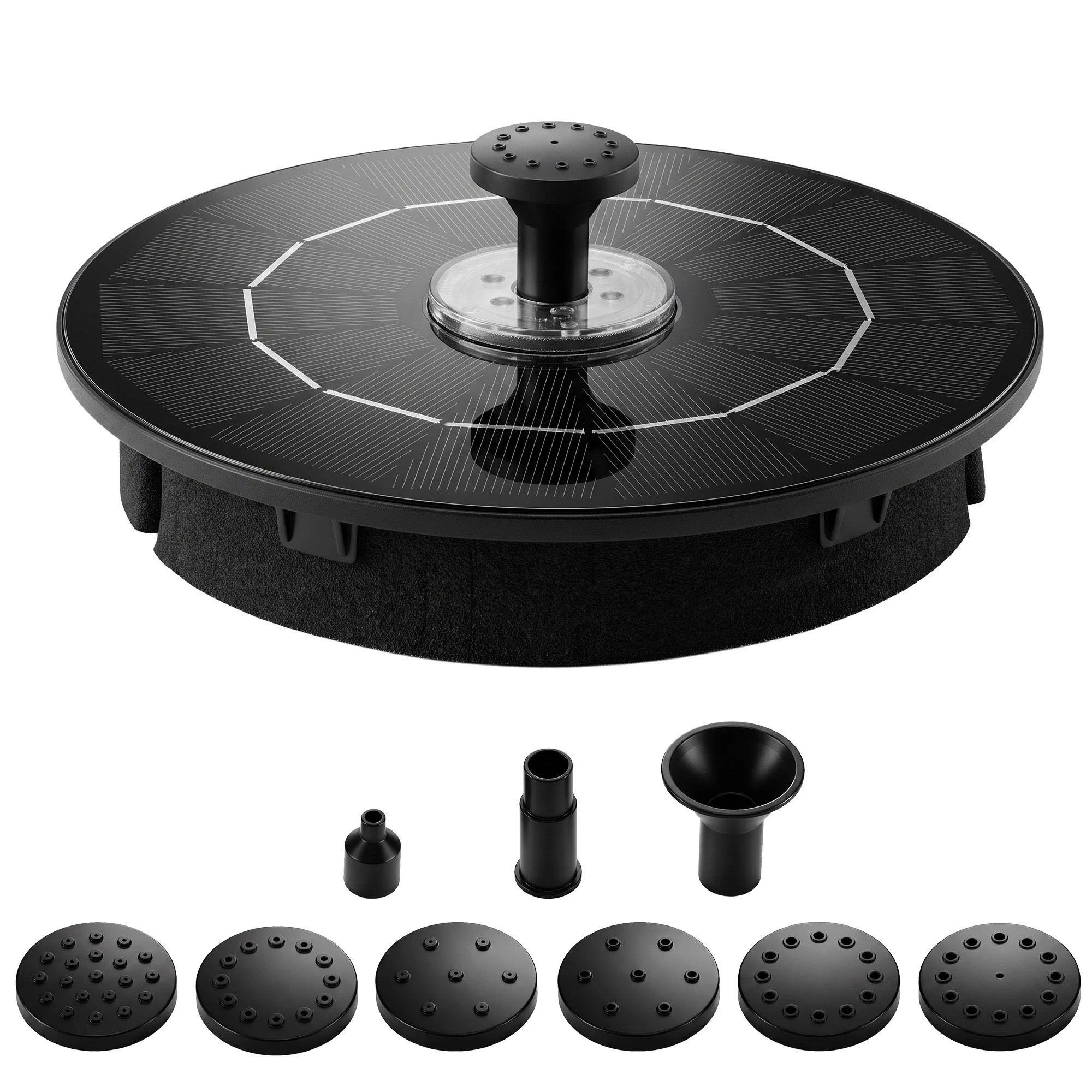 1 Gardeon Solar Fountain Pump Bird Bath LED Lights 165 L/h Flow 17cm - Black, 1 of 9
