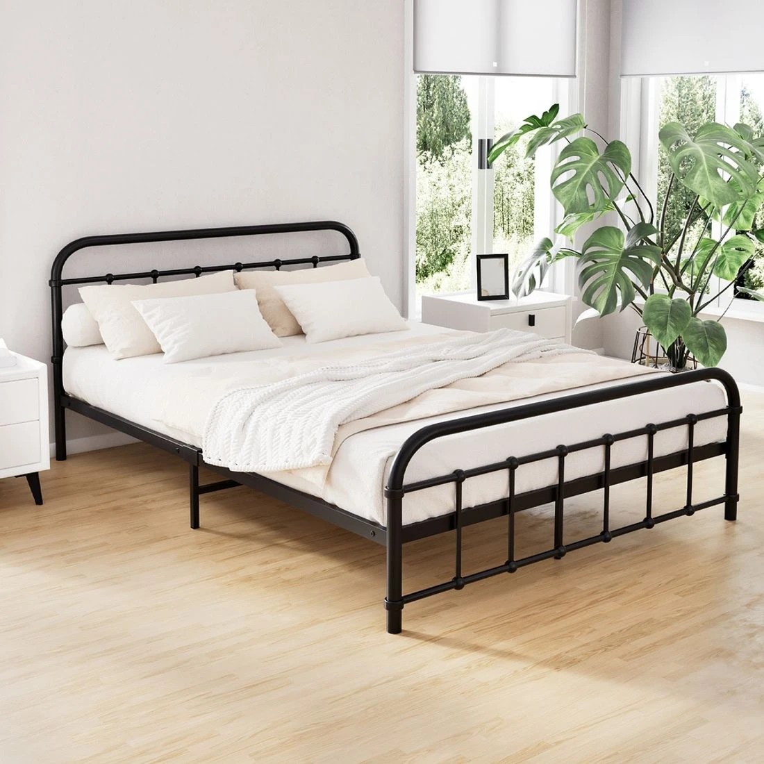 1 Artiss Bed Frame Metal Frames LEO - Double - Black, 1 of 7