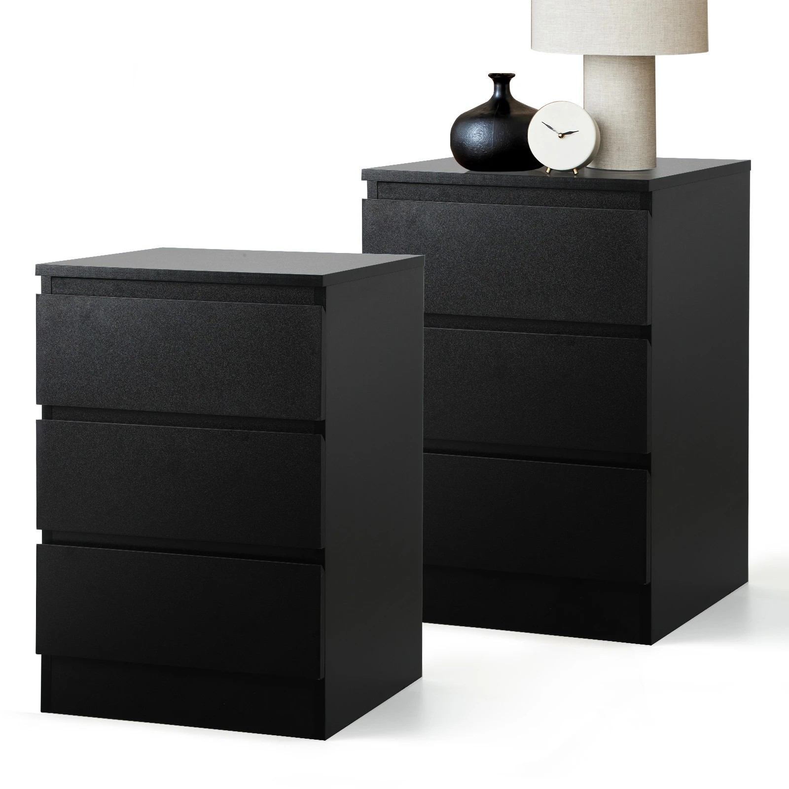 9 Oikiture Bedside Tables Set of 2 Side Table Storage Cabinet Nightstand - Black, 9 of 9