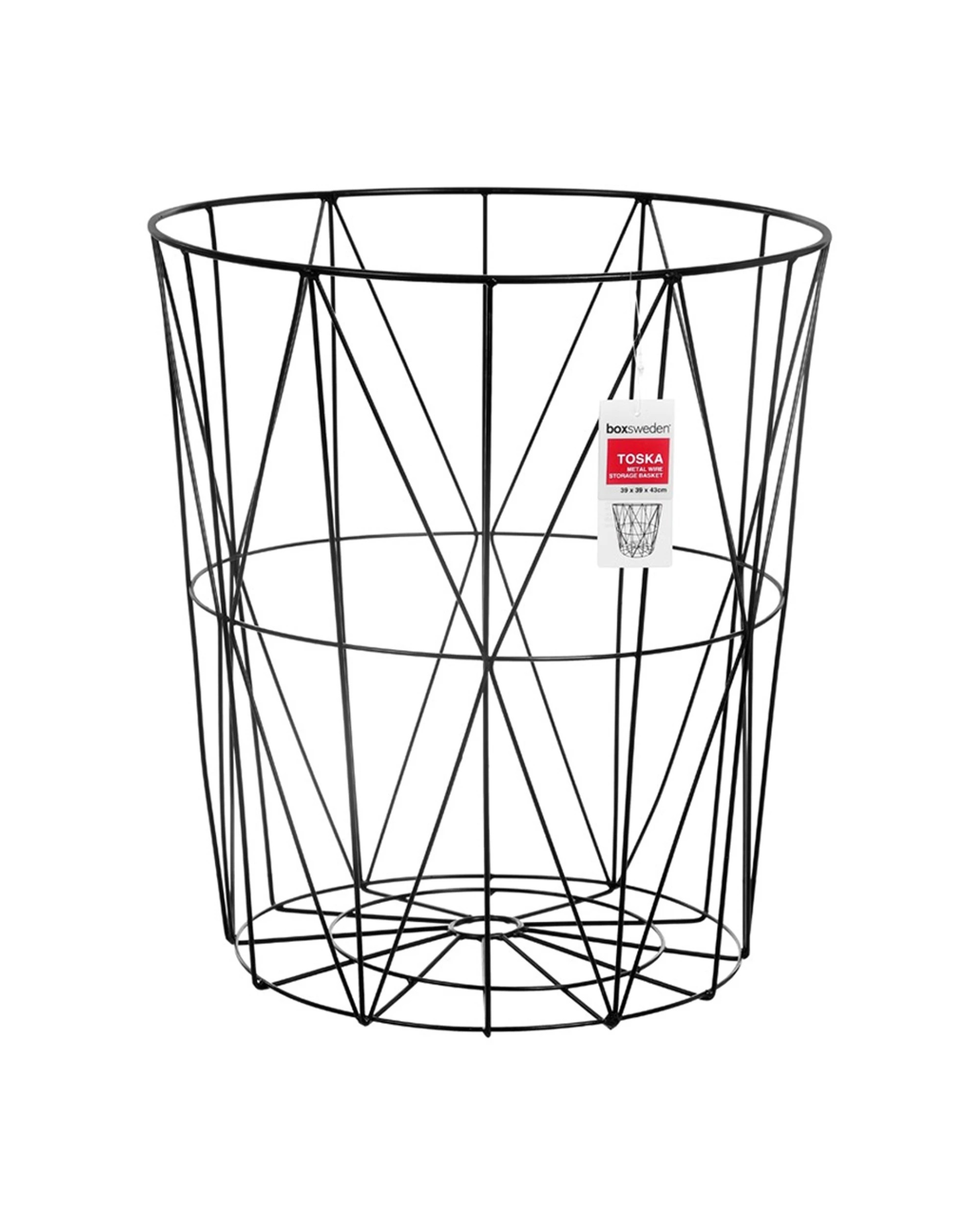 3 Boxsweden Toska Metal Wire Storage Basket 39x43cm - Durable Home Organisation Basket - Black, 3 of 3