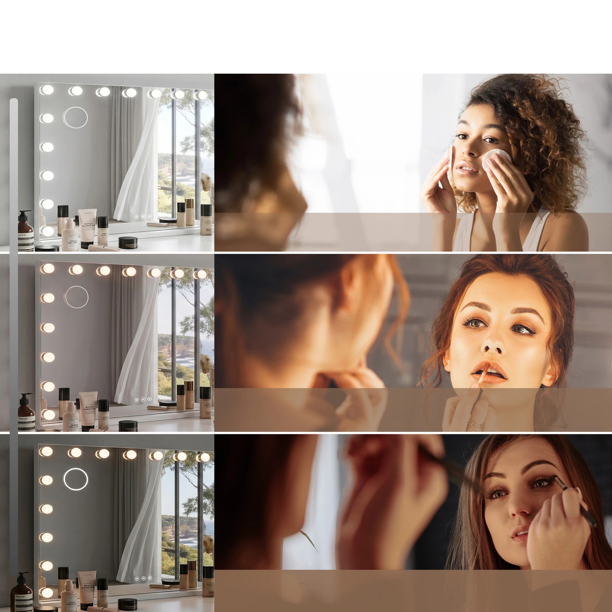 6 Embellir 90x60cm Makeup Mirror Large Hollywood Vanity Mirror with 18 Dimmable LED Bulbs - White, 6 of 8