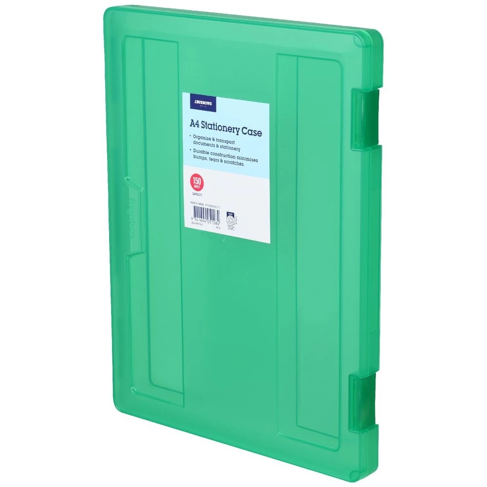 2 J.Burrows Stationery Case A4 Clip Closure Green, 2 of 4
