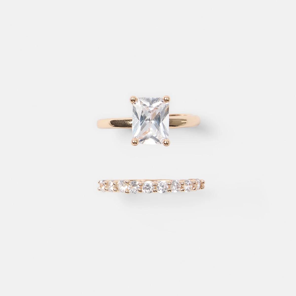 3 2 Pack Statement Emerald Rings - Gold Tone Gold, 3 of 5