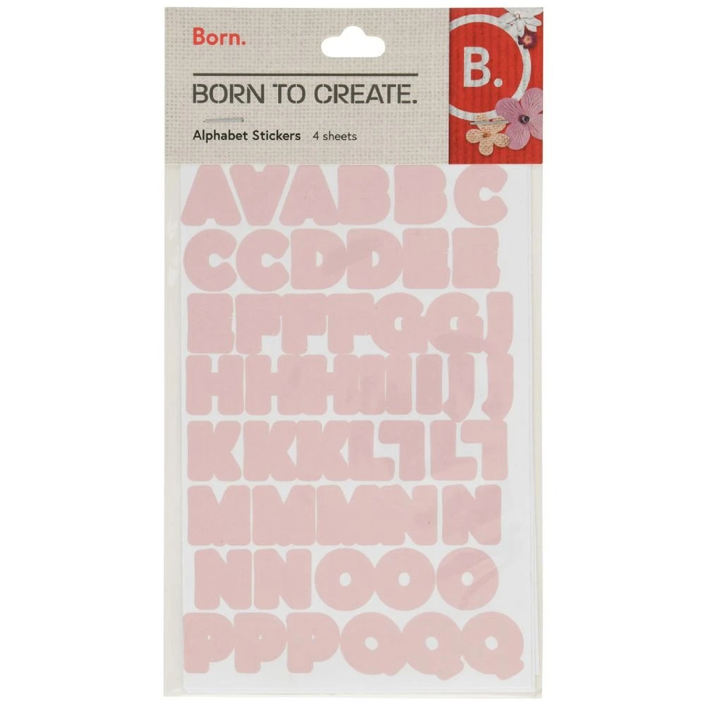 1 Born Alphabet Stickers 110 x 170mm Pink 4 Sheet, 1 of 2
