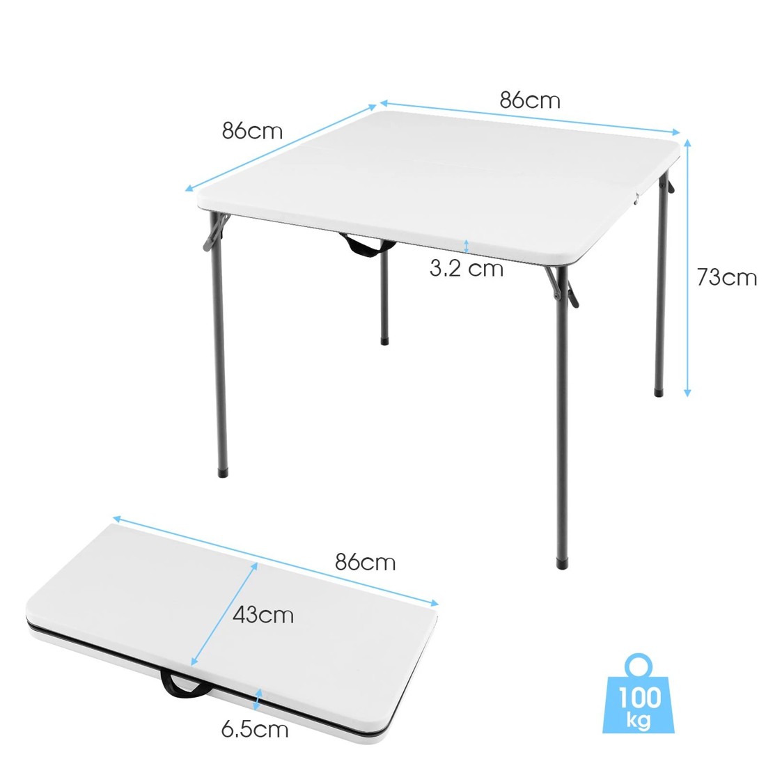 3 Costway Folding Camping Table Outdoor Portable Desk w/Carry Handle White, 3 of 3