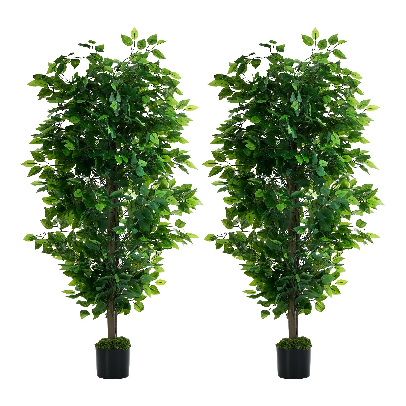 1 Livsip 2 Pack Artificial Ficus Tree 150cm Potted Faux Plant Outdoor Home Decor, 1 of 8