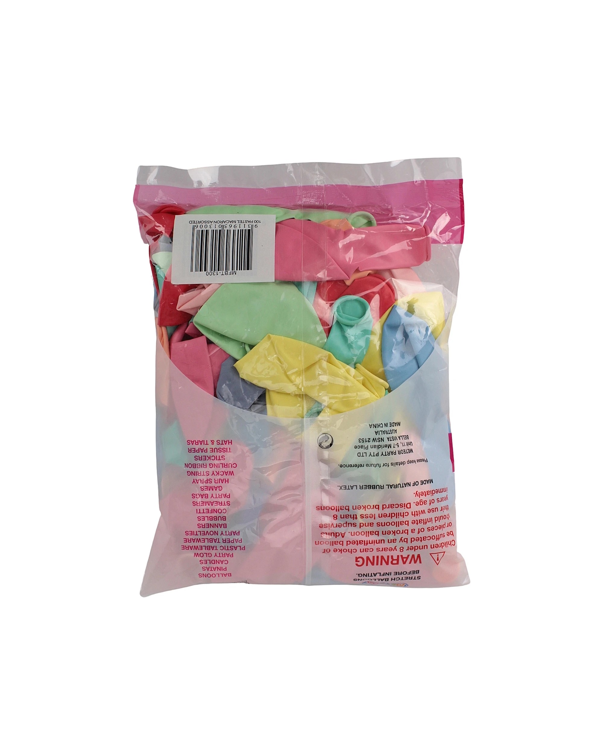 4 Meteor Pastel Macaron Latex Balloons 30cm Pack of 100 - Multi, 4 of 4