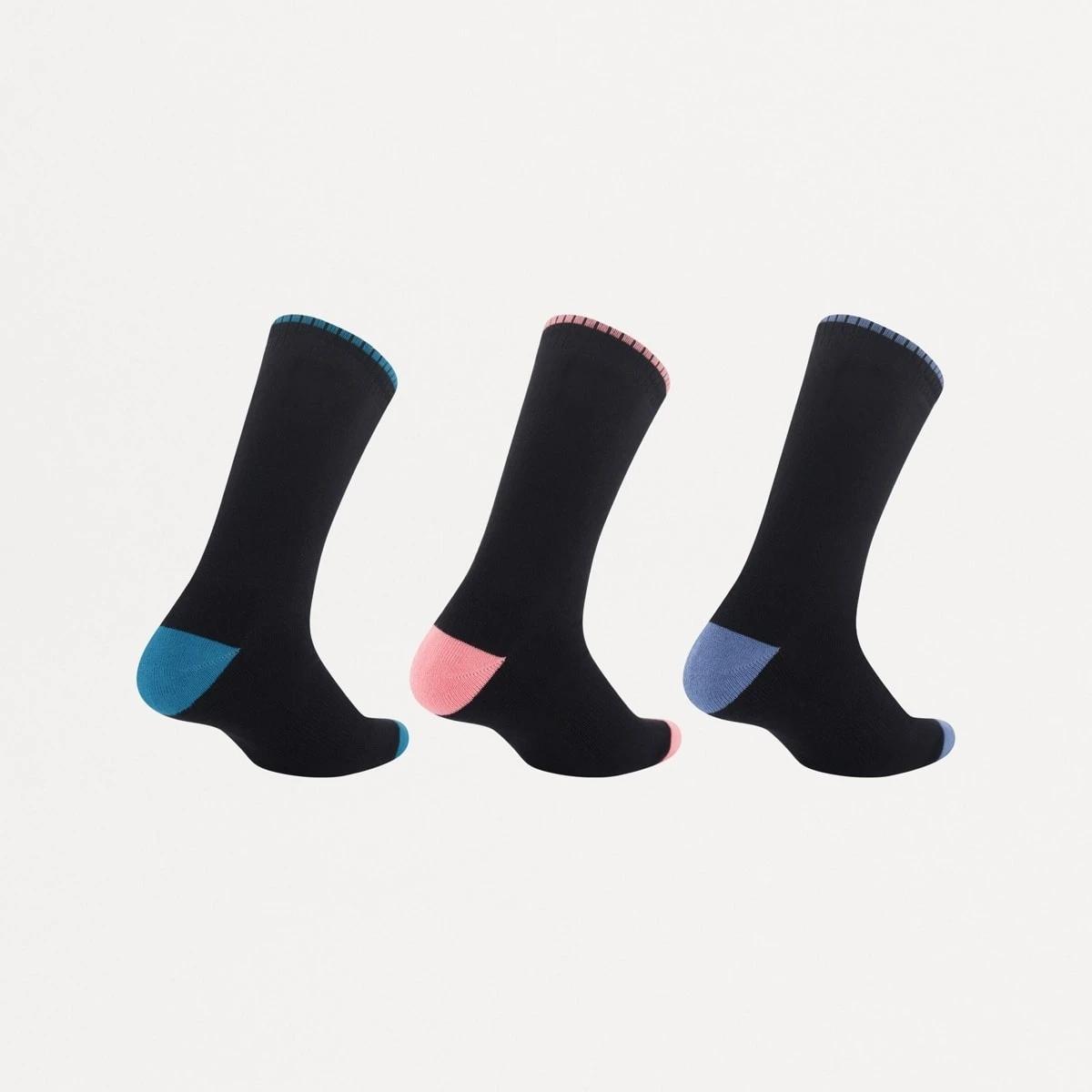 2 3 Pack Comfort Cotton Crew Socks BLACK COLOUR POP, 2 of 3
