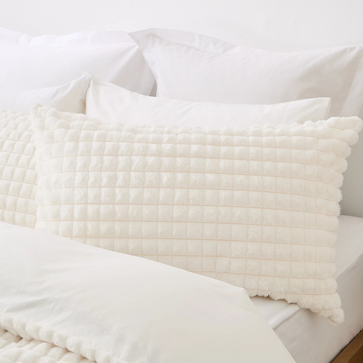 2 Micro Check Quilt Cover Set - Queen Bed, White, 2 of 6