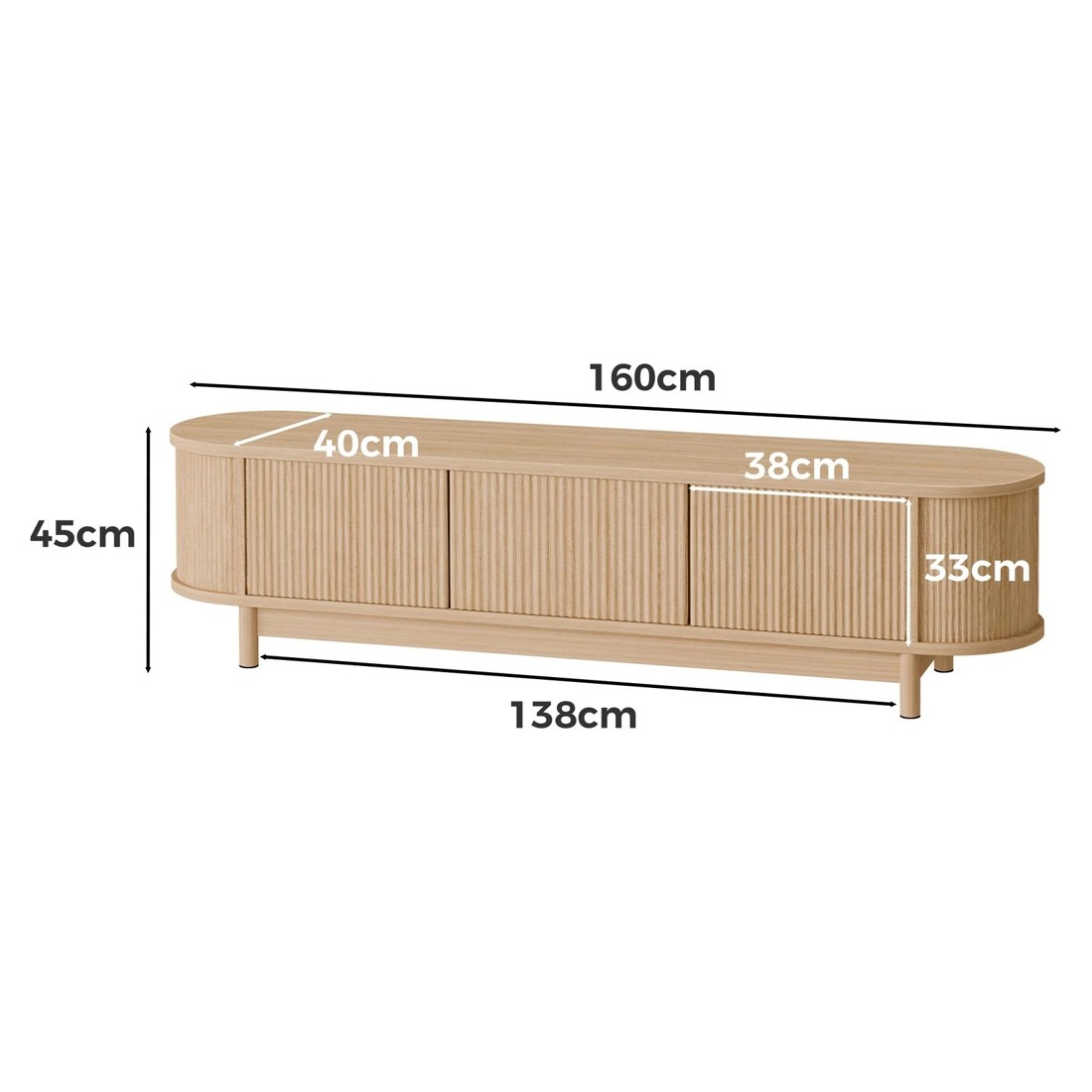 9 Alfordson TV Cabinet Entertainment Unit Stand 160cm Storage Shelf - Oak, 9 of 10