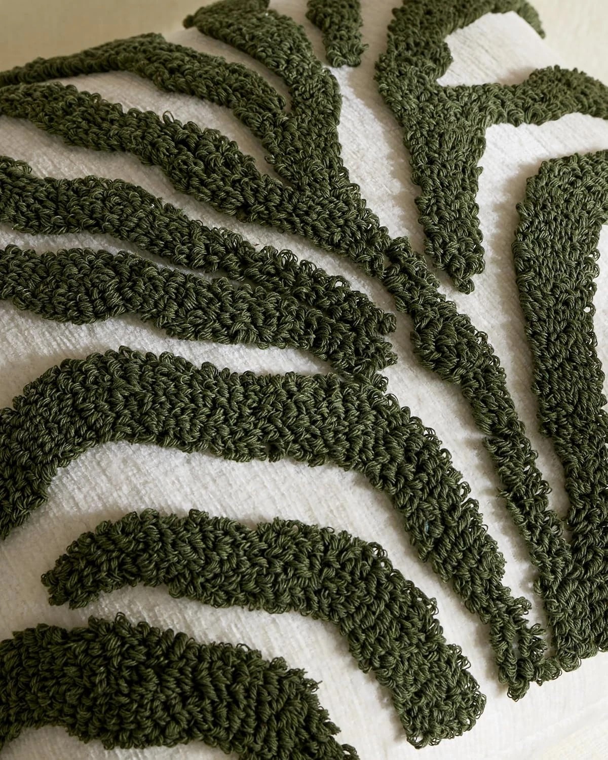 2 Gioia Casa 2-Pack Tufted Leaf Cushion Covers 45cm x 45cm - Khaki Green, 2 of 3