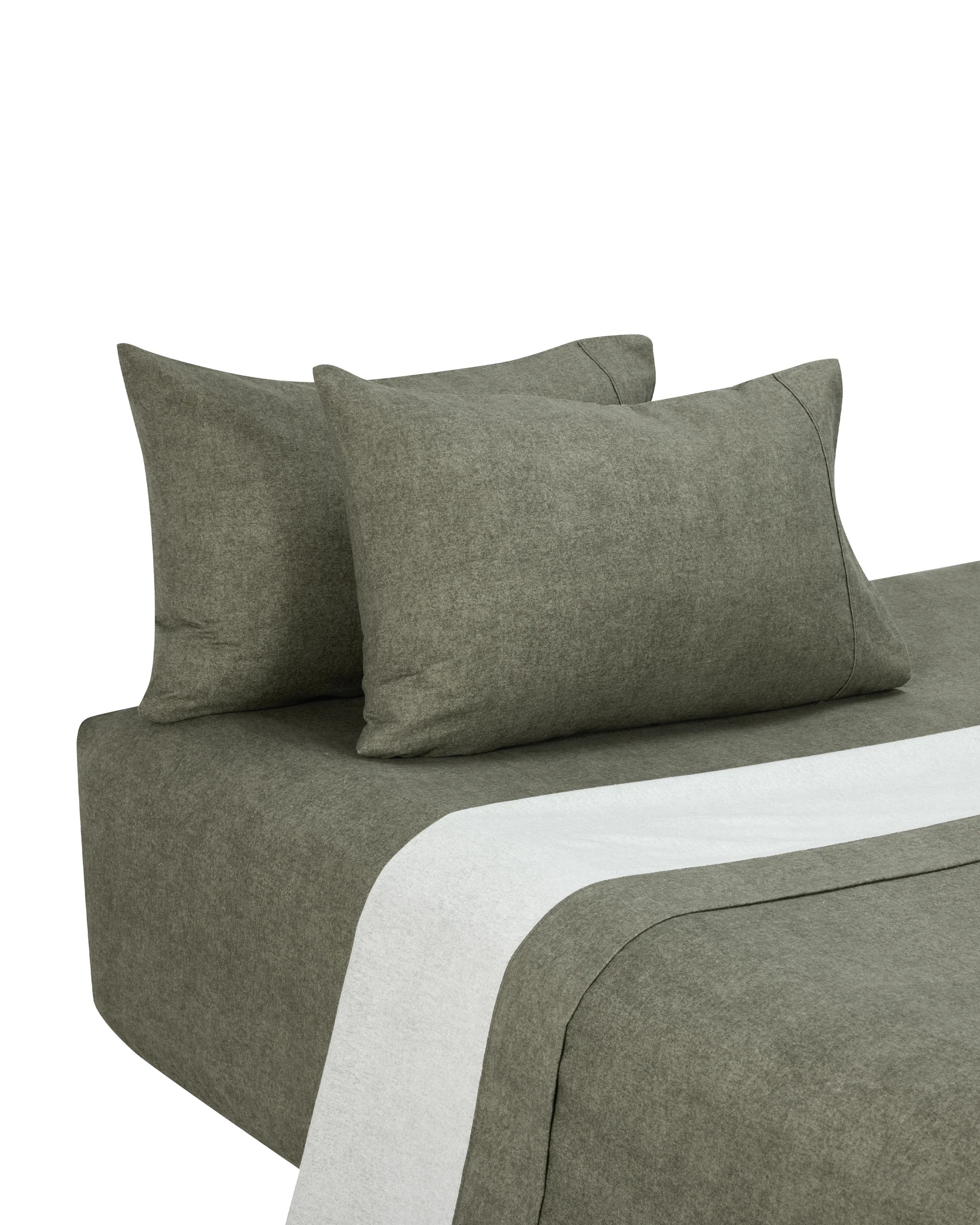 5 Marle Cotton Flannelette Sheet Set - King Bed, Green, 5 of 7