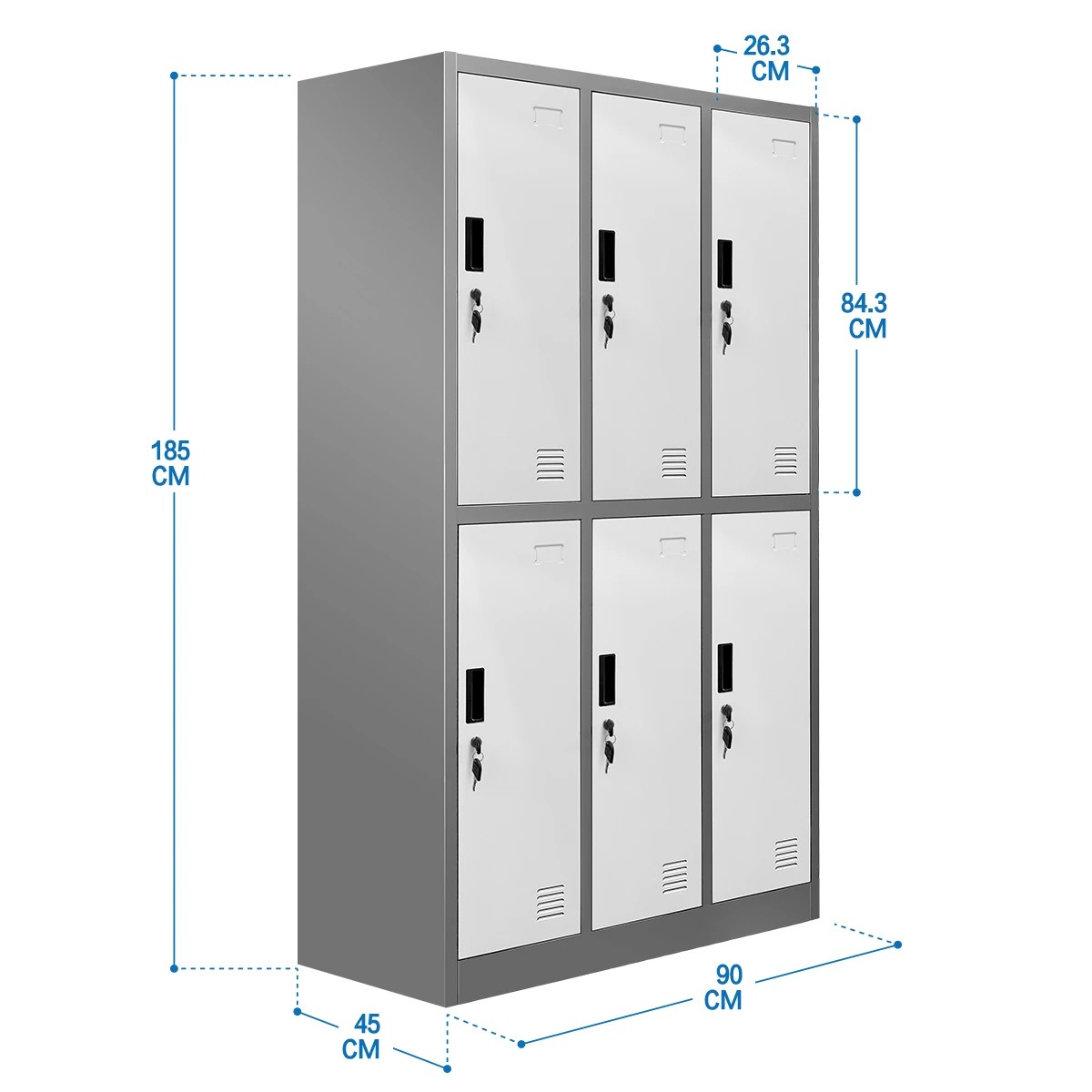 4 Ausway 6 Doors Locker Cabinet Steel Storage Cupboard for Office School Gym, 4 of 8
