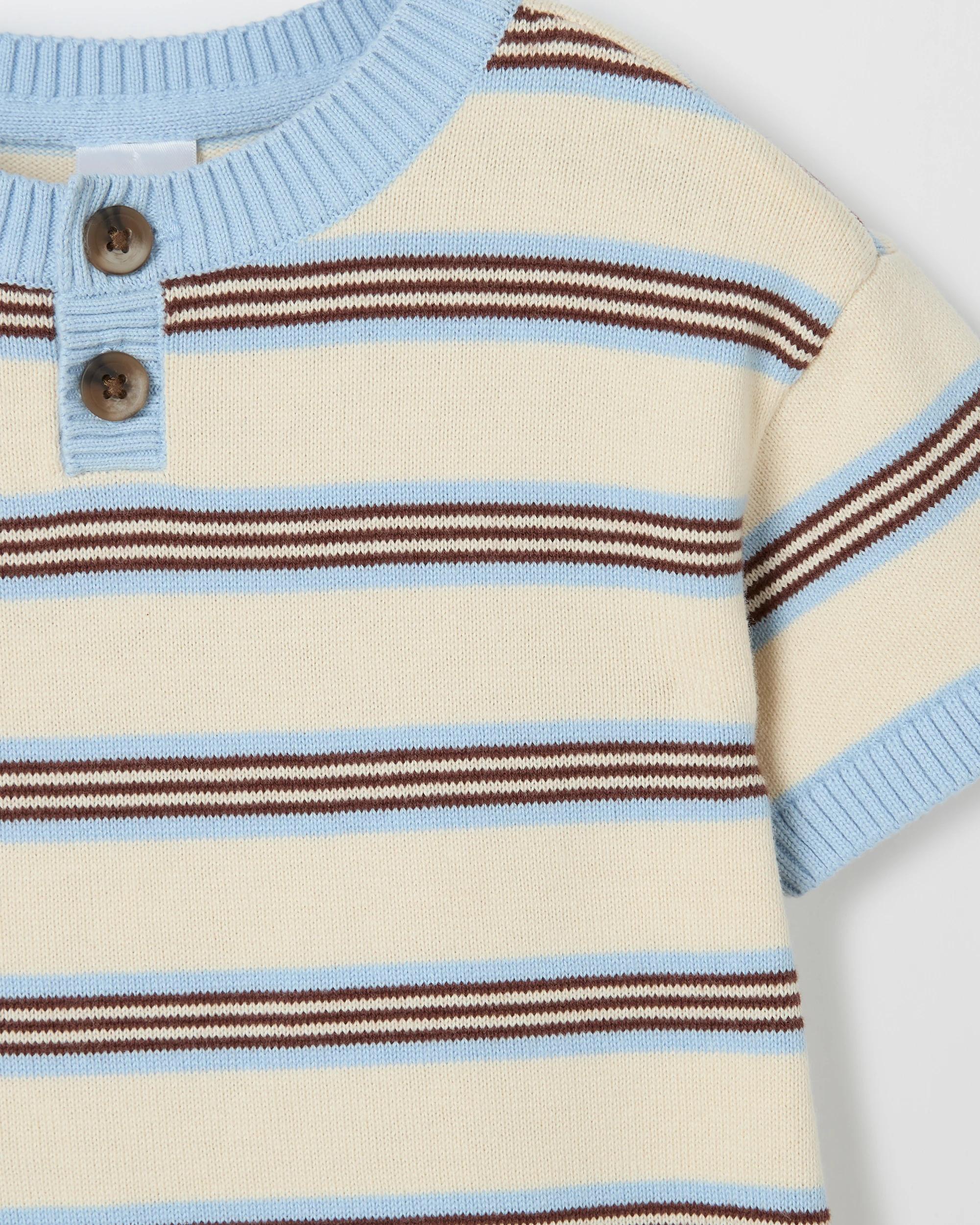 5 Target Baby Organic Cotton True Knit Henley Retro Stripe Romper STRIPE BLUE, 5 of 5