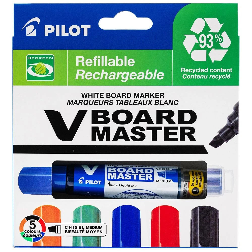 1 PILOT V Board Master Whiteboard Marker Chisel Assorted 5 Pack, 1 of 7