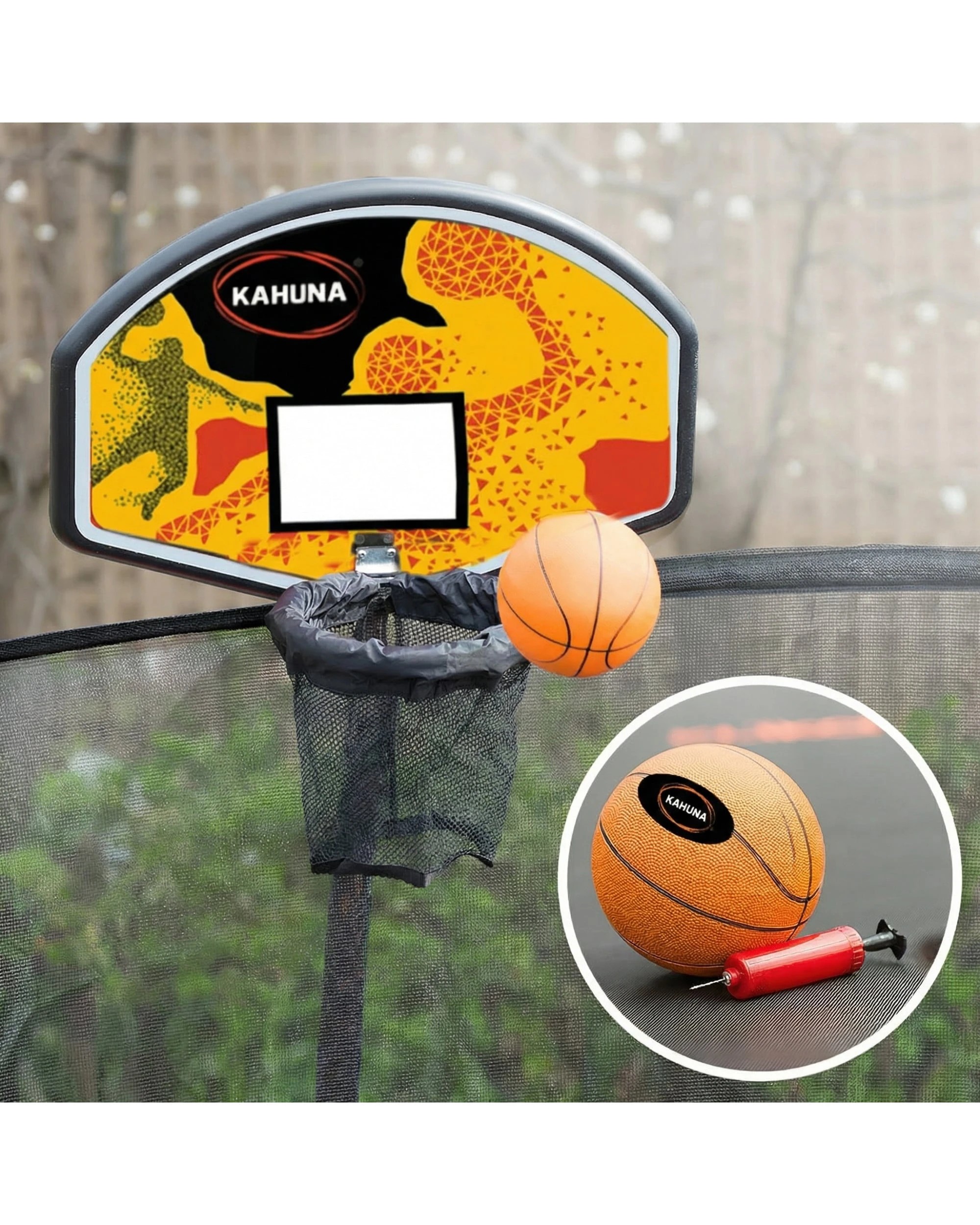 4 Kahuna 14ft Trampoline with Basketball Set and Roof in Green, 4 of 7