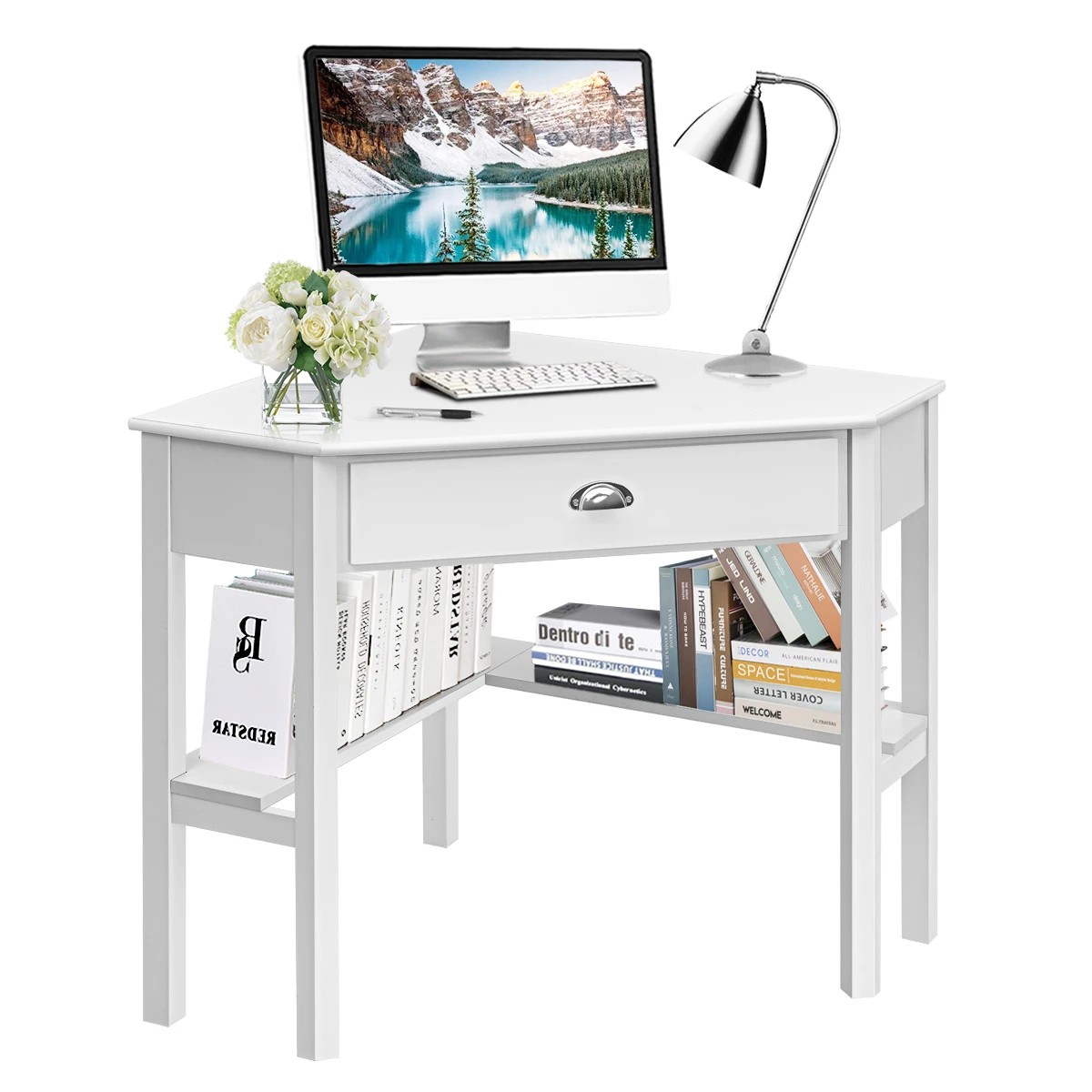 3 Costway Corner Computer Desk Home Office Table - White, 3 of 3