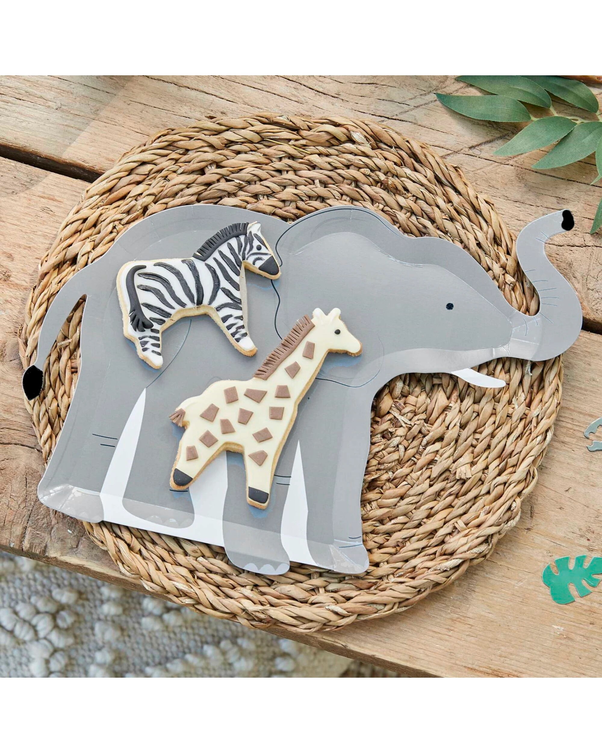 2 Ginger Ray Wild Jungle Elephant Paper Plates Pack of 8 - Grey, 2 of 2