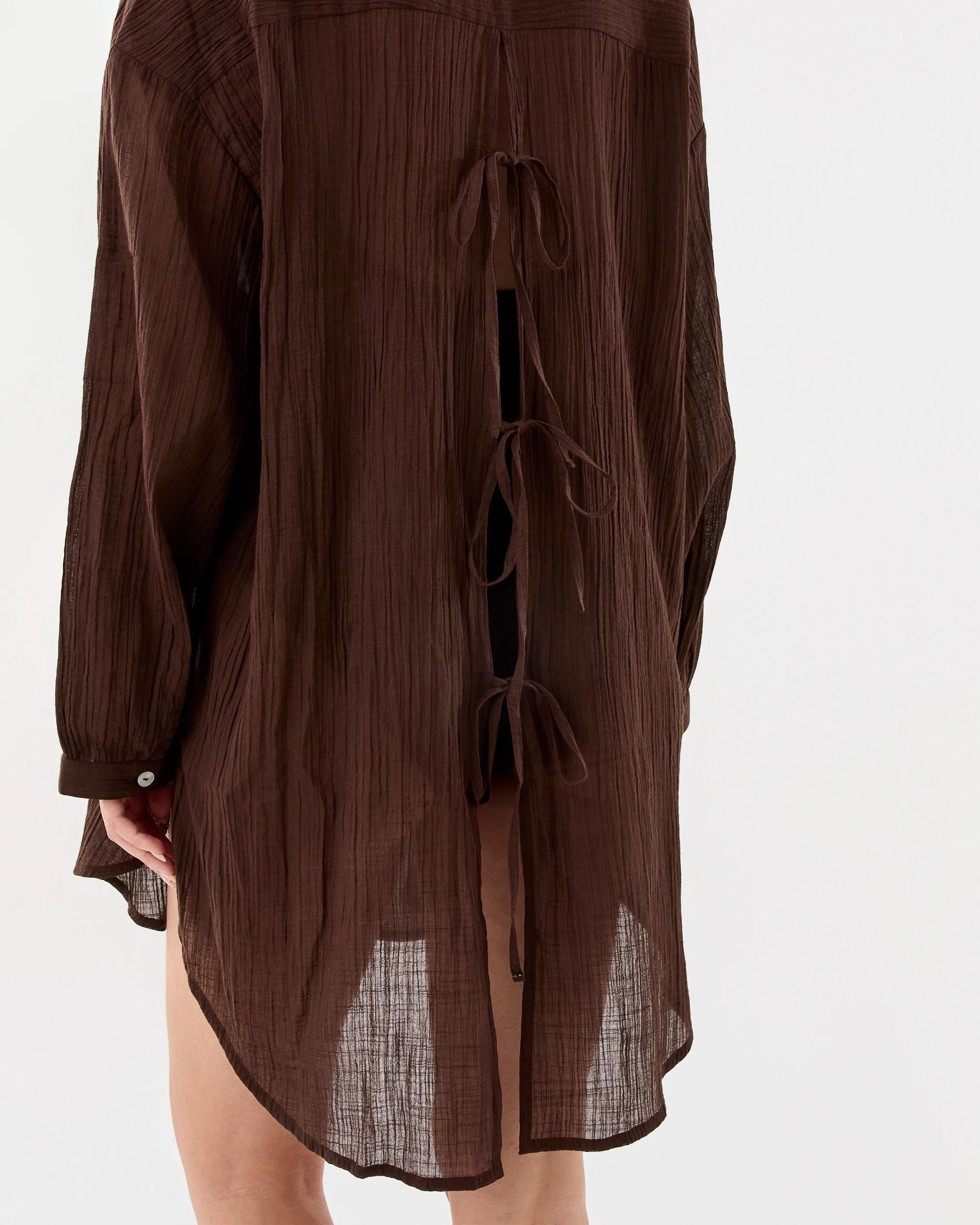 8 Tie Up Beach Shirt Melt Brown, 8 of 9