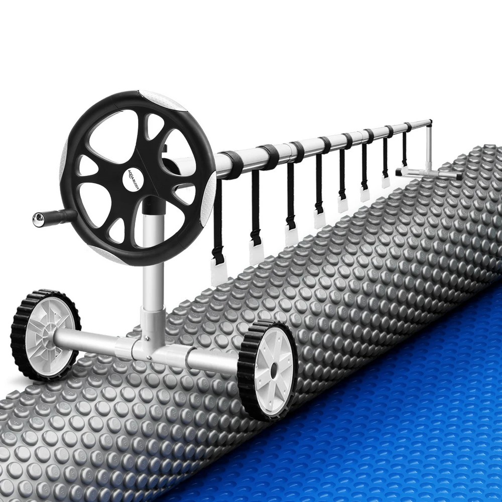 1 Aqua Buddy Pool Cover 600 Micron Solar Heat Blanket LDPE 8x4.2m w/ 5.55m Roller - Multi, 1 of 6