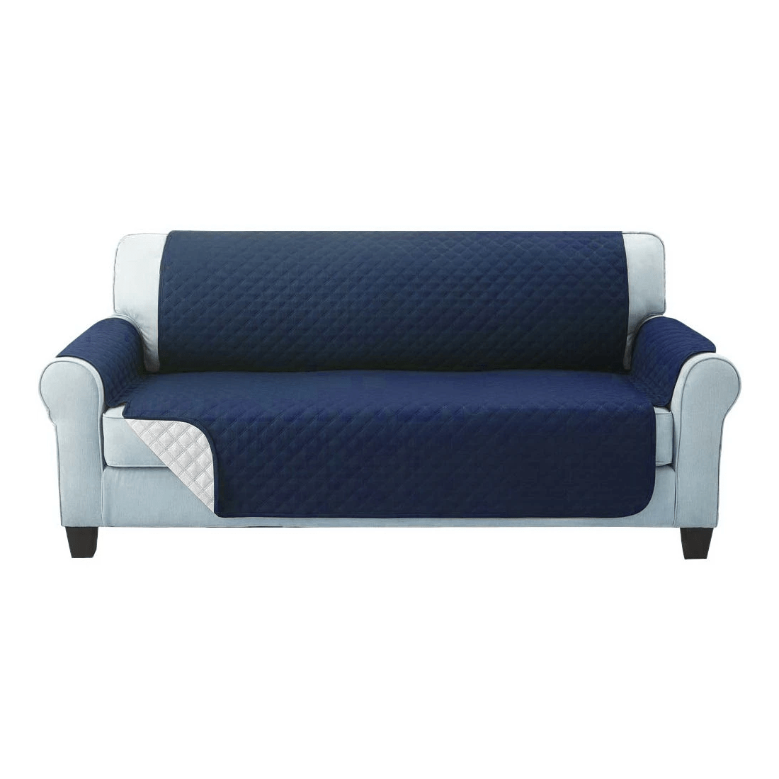 1 Artiss Sofa Cover Couch Covers 3 Seater Quilted - Blue, 1 of 7