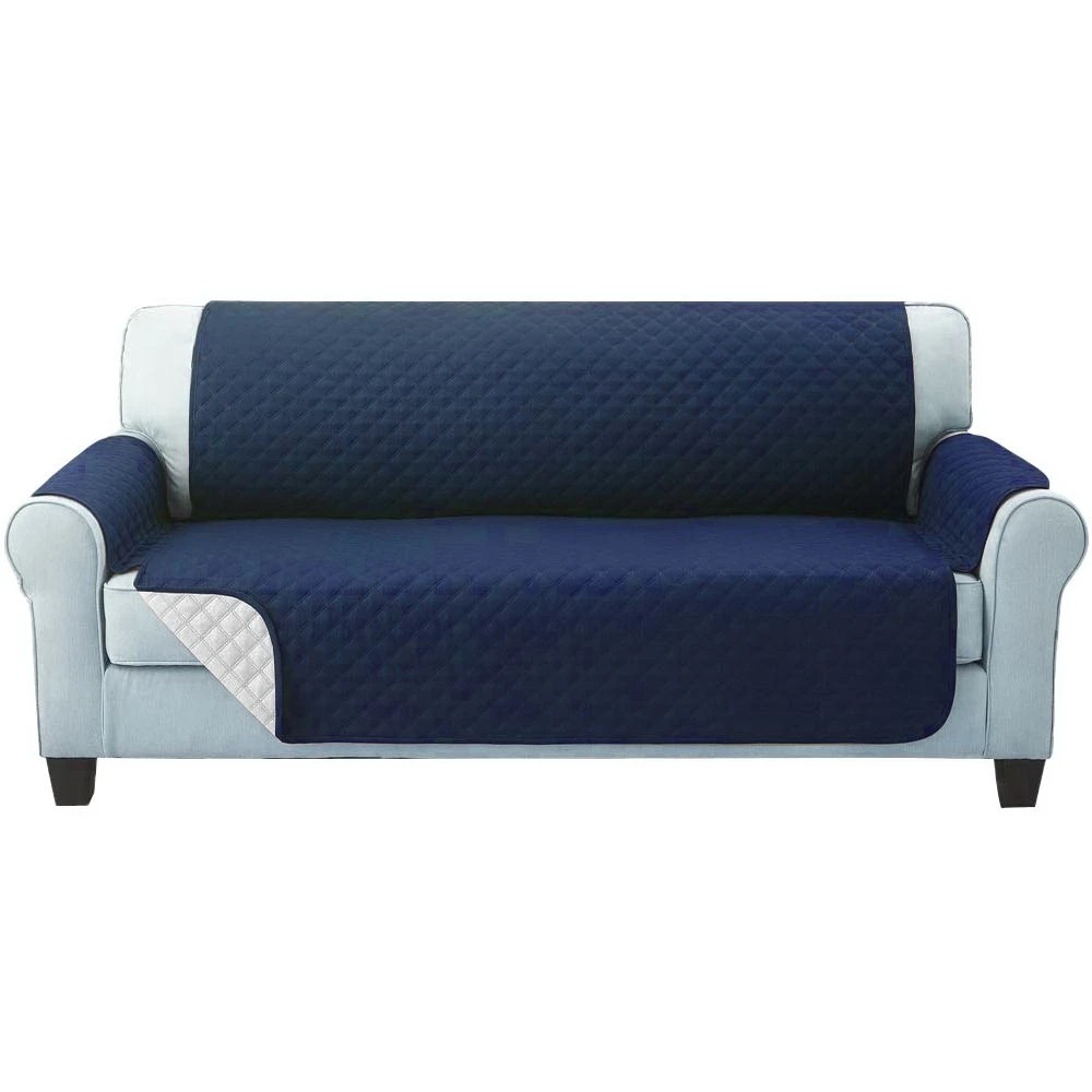 1 Artiss Sofa Cover Couch Covers 3 Seater Quilted Navy - Blue, 1 of 6