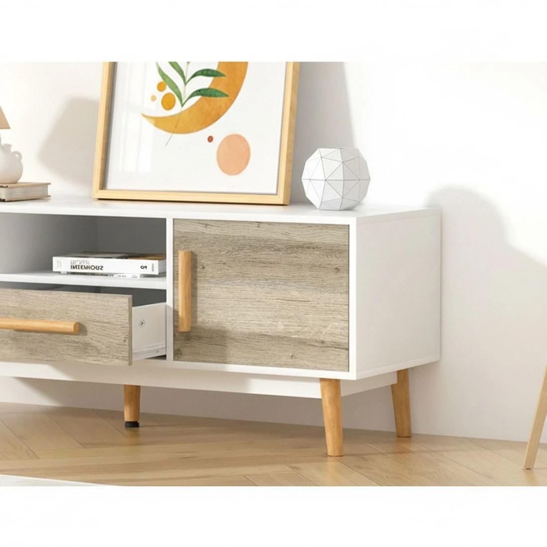 8 Artiss TV Cabinet Entertainment Unit 120cm Wood Gino - White, 8 of 9