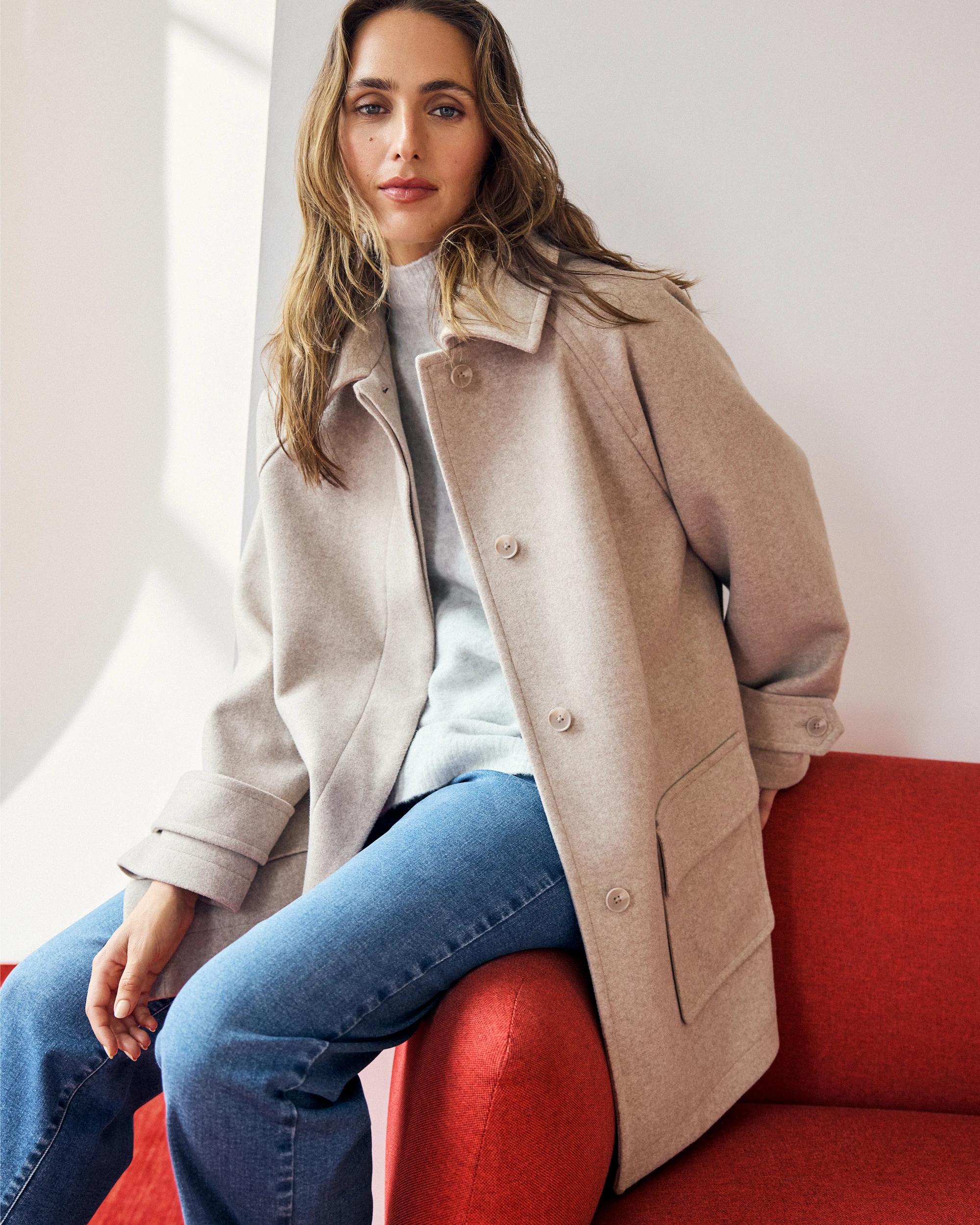 9 Target Woman Long Sleeve Relaxed Car Coat FAWN MARLE, 9 of 10