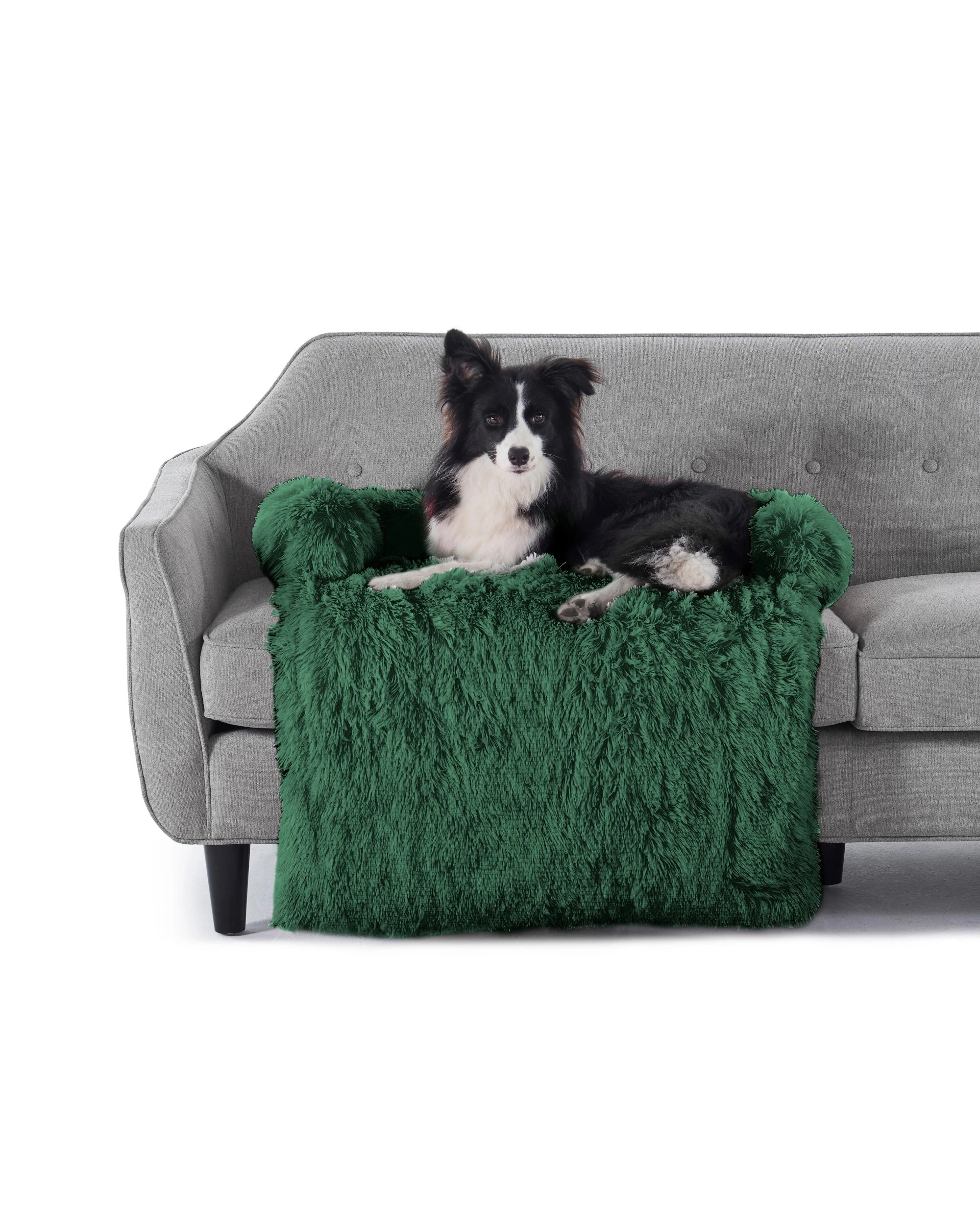 2 Charlie's Shaggy Faux Fur Bolster Sofa Protector Calming Dog Bed Small - Eden Green, 2 of 8