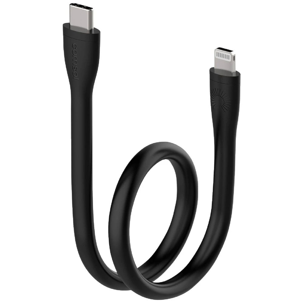 1 Comsol Silicone USB-C to Lightning MFi Cable 25cm Black, 1 of 3