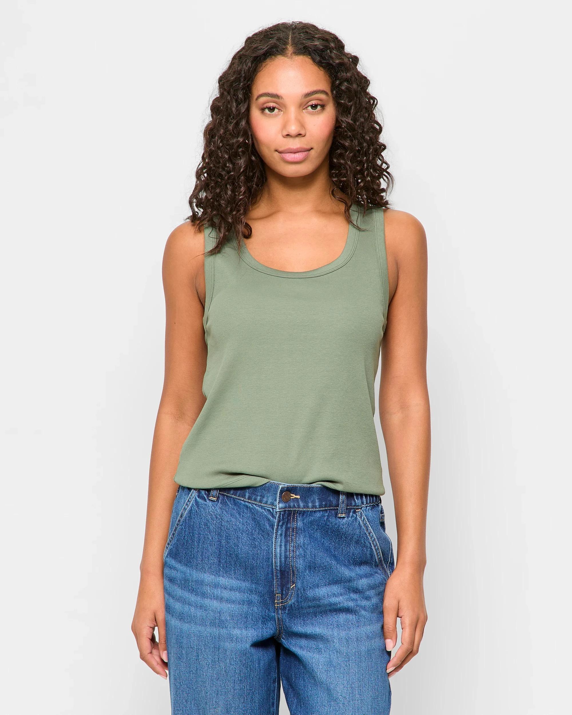 1 Target Australian Cotton Rib Tank Top KALE, 1 of 5