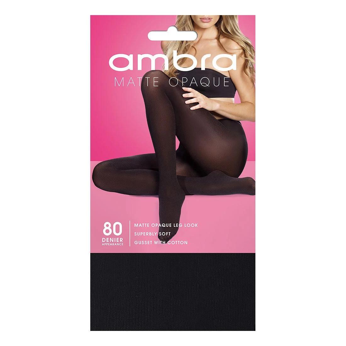1 Ambra 1 Pack 80 Denier Matte Opaque Tights BLACK