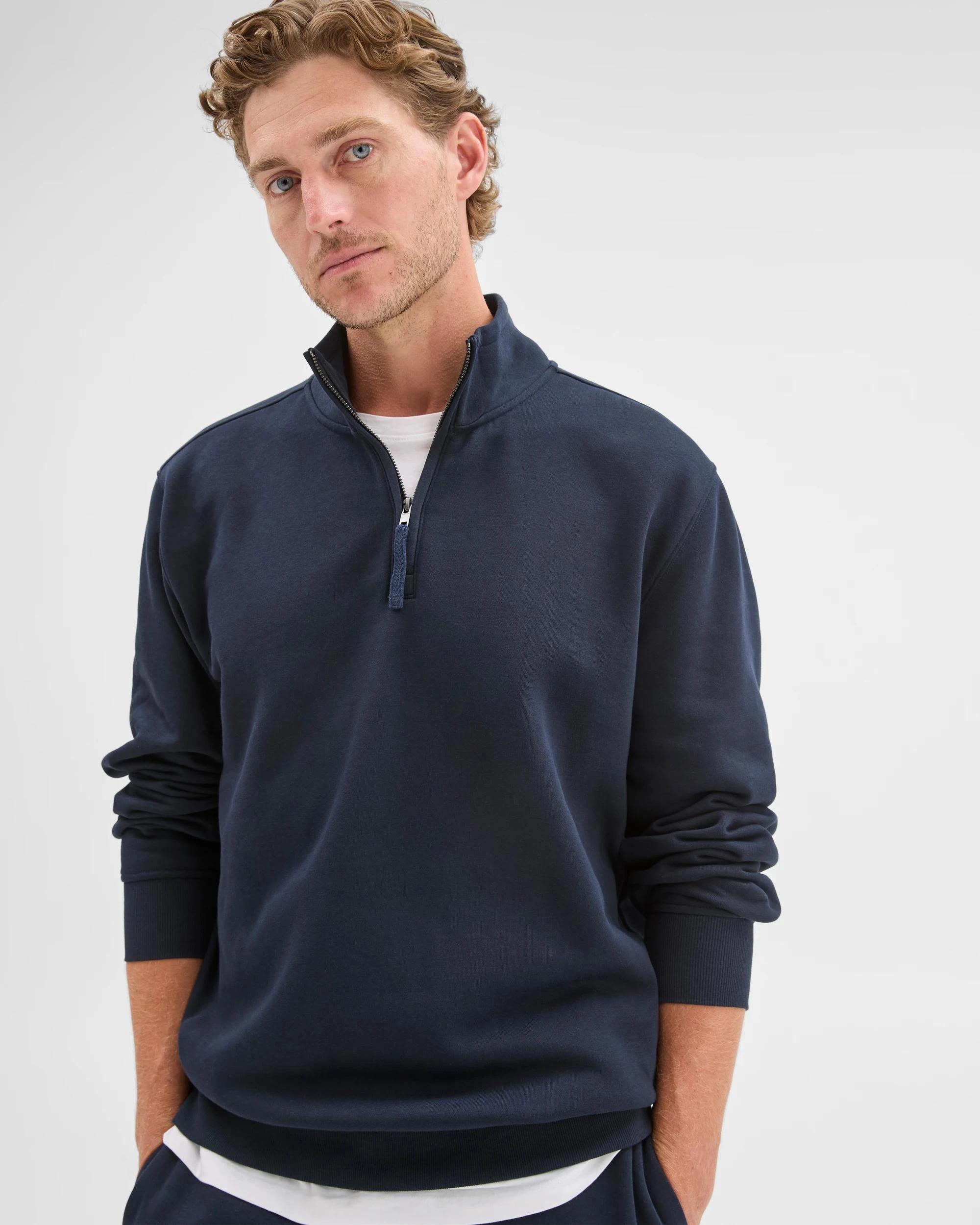 2 Target Man Australian Cotton Blend Fleece Half Zip Top NAVY, 2 of 6
