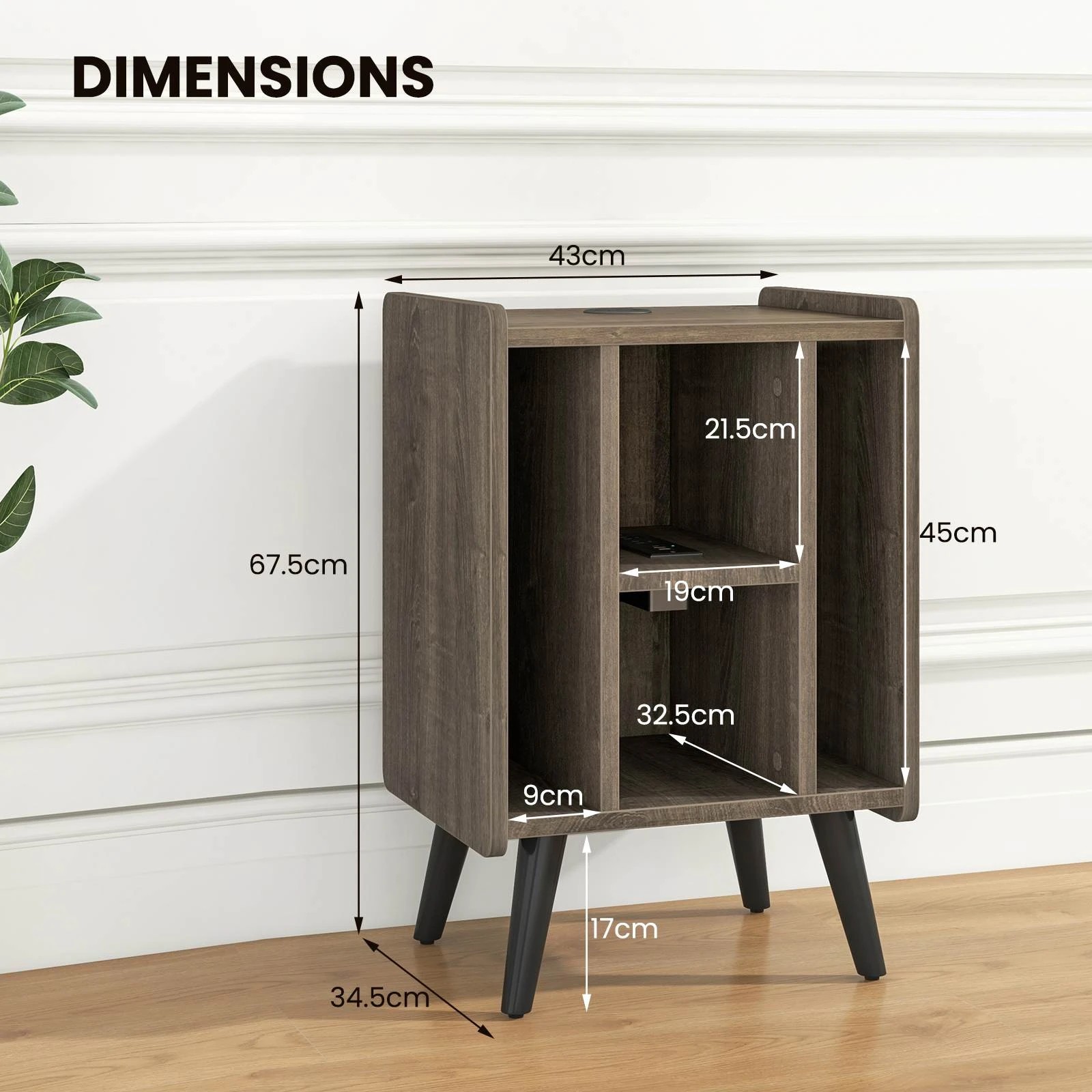 3 Costway Industrial Record Player Stand w/Power Outlet Turntable Stand for Vinyl, 3 of 6