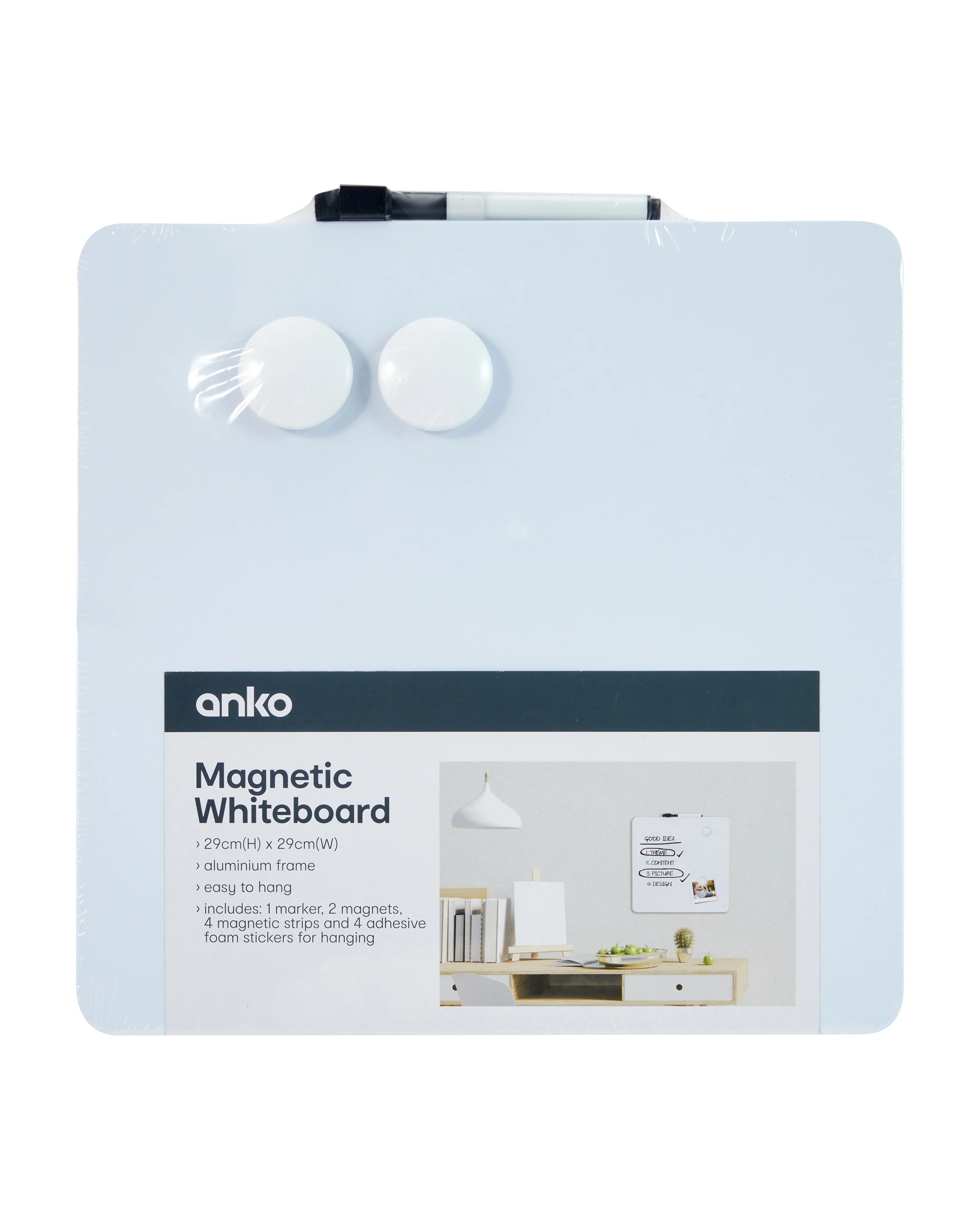 5 Square Magnetic Whiteboard 29cm x 29cm, 5 of 5