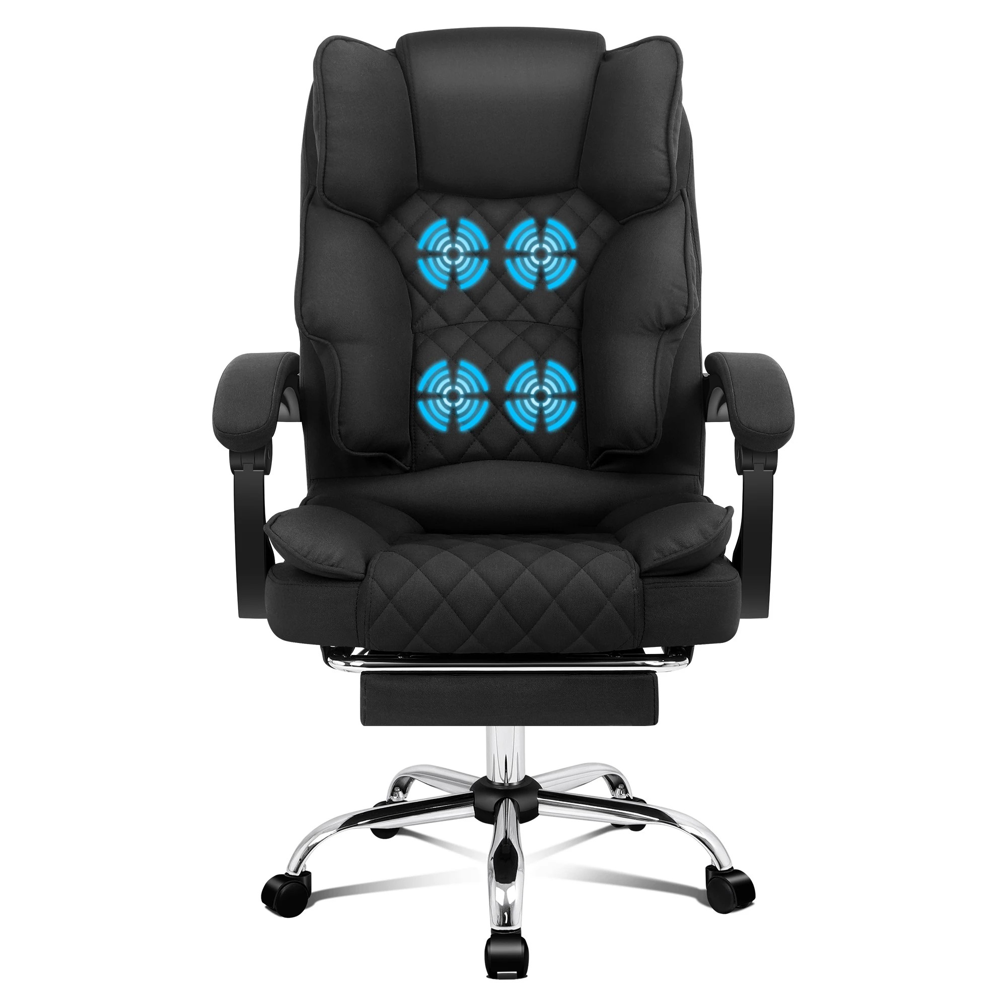 10 Alfordson Massage Office Chair Executive Recliner Gaming Computer Seat Fabric - Black, 10 of 10