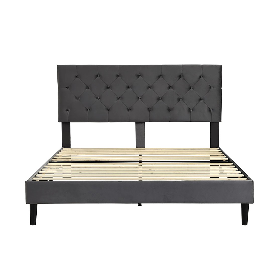 2 Levede Grey Upholstered Bed Frame - Queen, 2 of 5