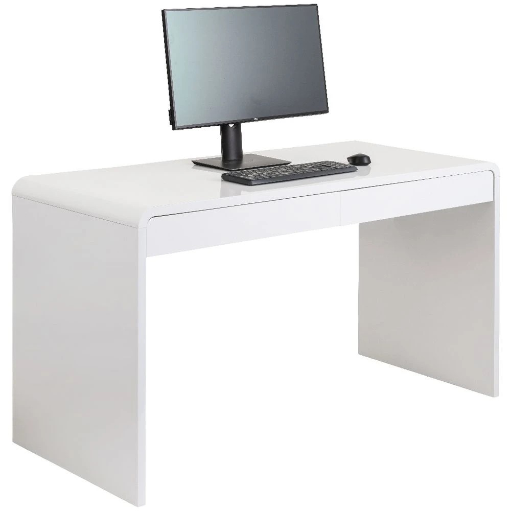 9 Reine 2 Drawer 1400mm High Gloss White Desk Desks, Tables and Workstations, 9 of 10