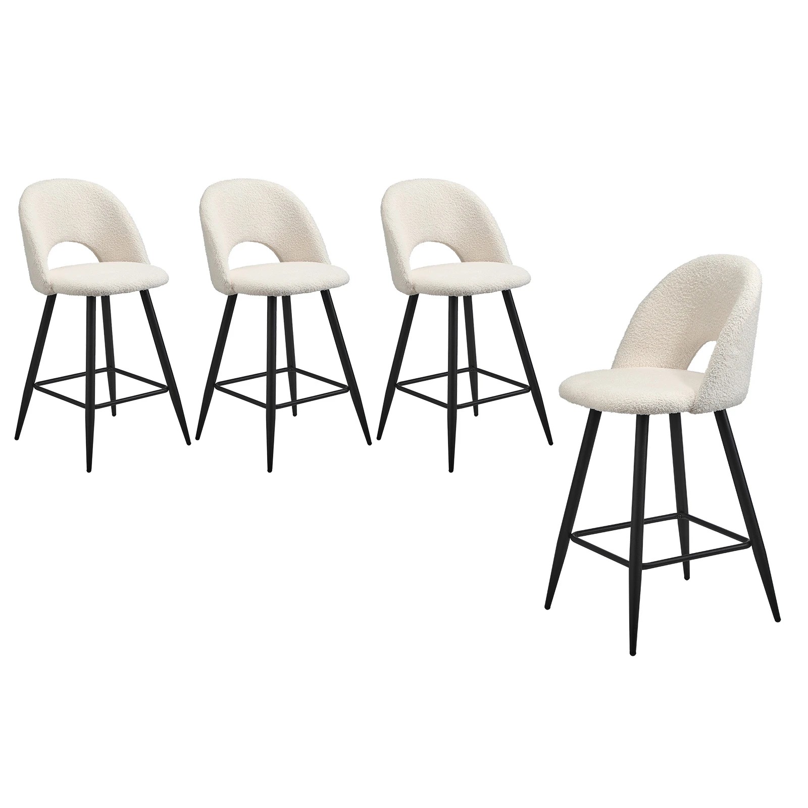 1 Oikiture 4x Bar Stools Kitchen Counter Stool Dining Chairs Boucle Horn
 - White, 1 of 10
