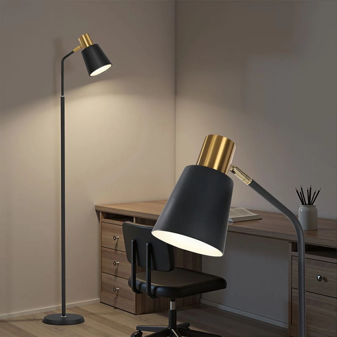 3 Artiss Floor Lamp LED Light Stand Modern Home Living Room Office Reading - Black, 3 of 7