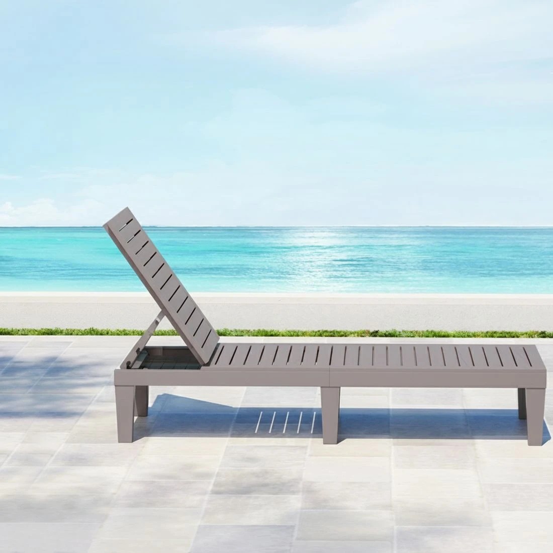 4 Gardeon Sun Lounge Adjustable Recliner Patio Outdoor Furniture Lightweight - Brown, 4 of 5