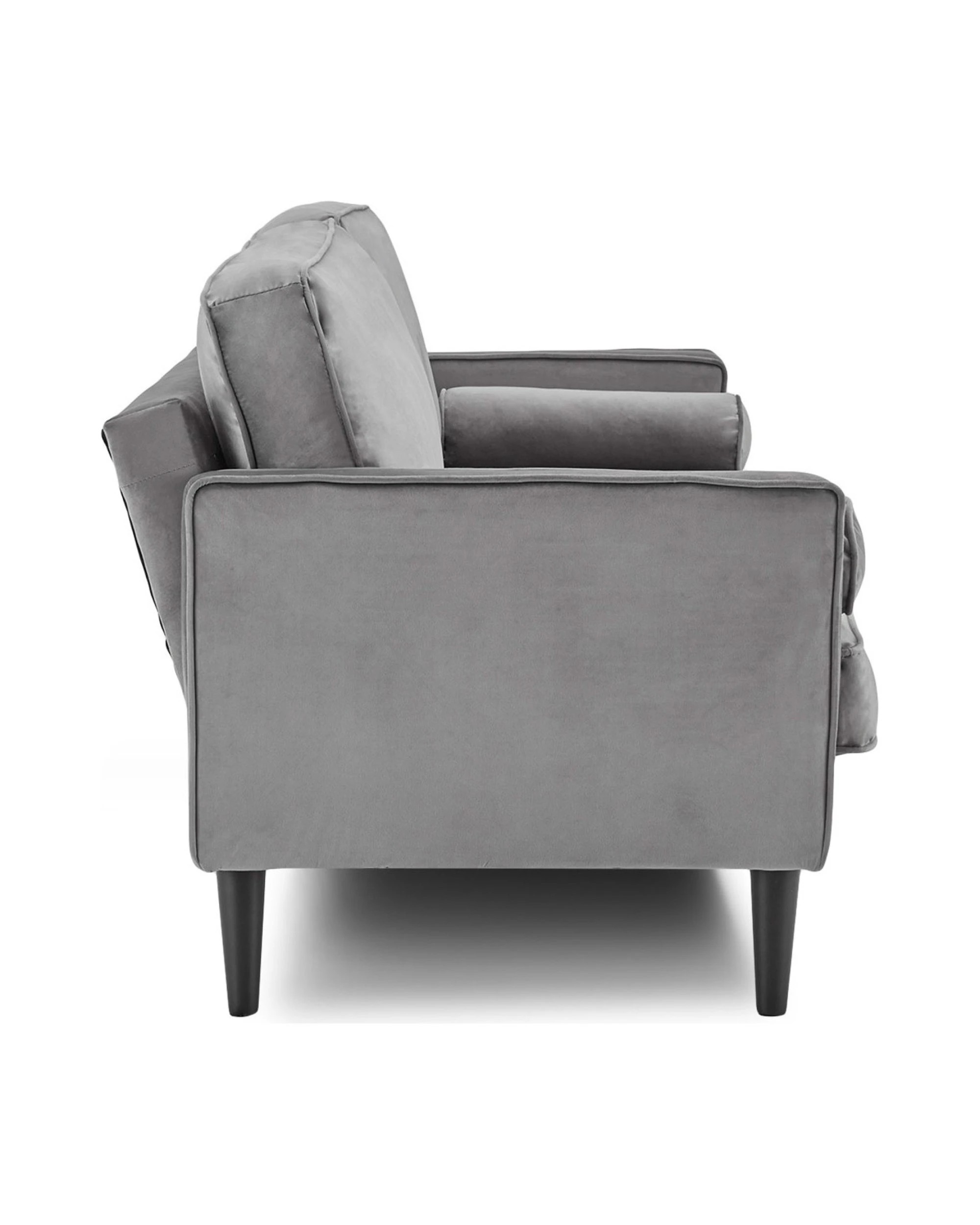 3 Sarantino Faux Velvet Sofa Bed Couch Furniture Lounge Suite Seat Grey, 3 of 10