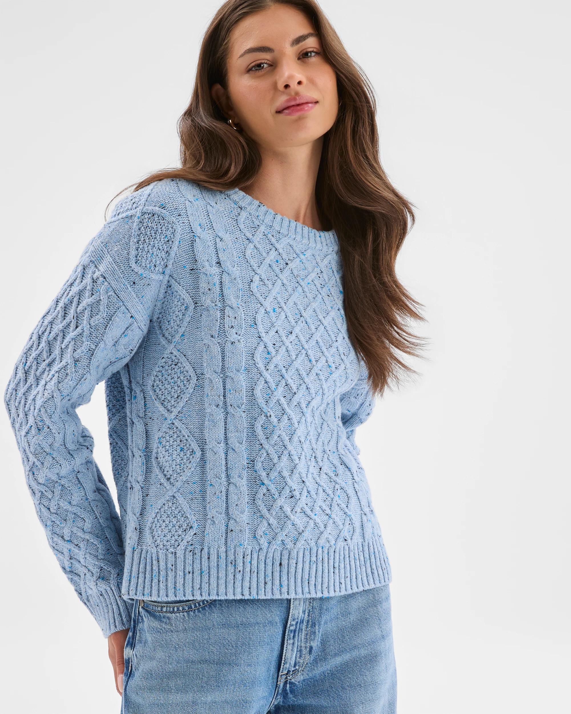 3 Target Petites Petites Australian Cotton Blend Nepped Cable Knit Sweater CORN FLOUR, 3 of 7
