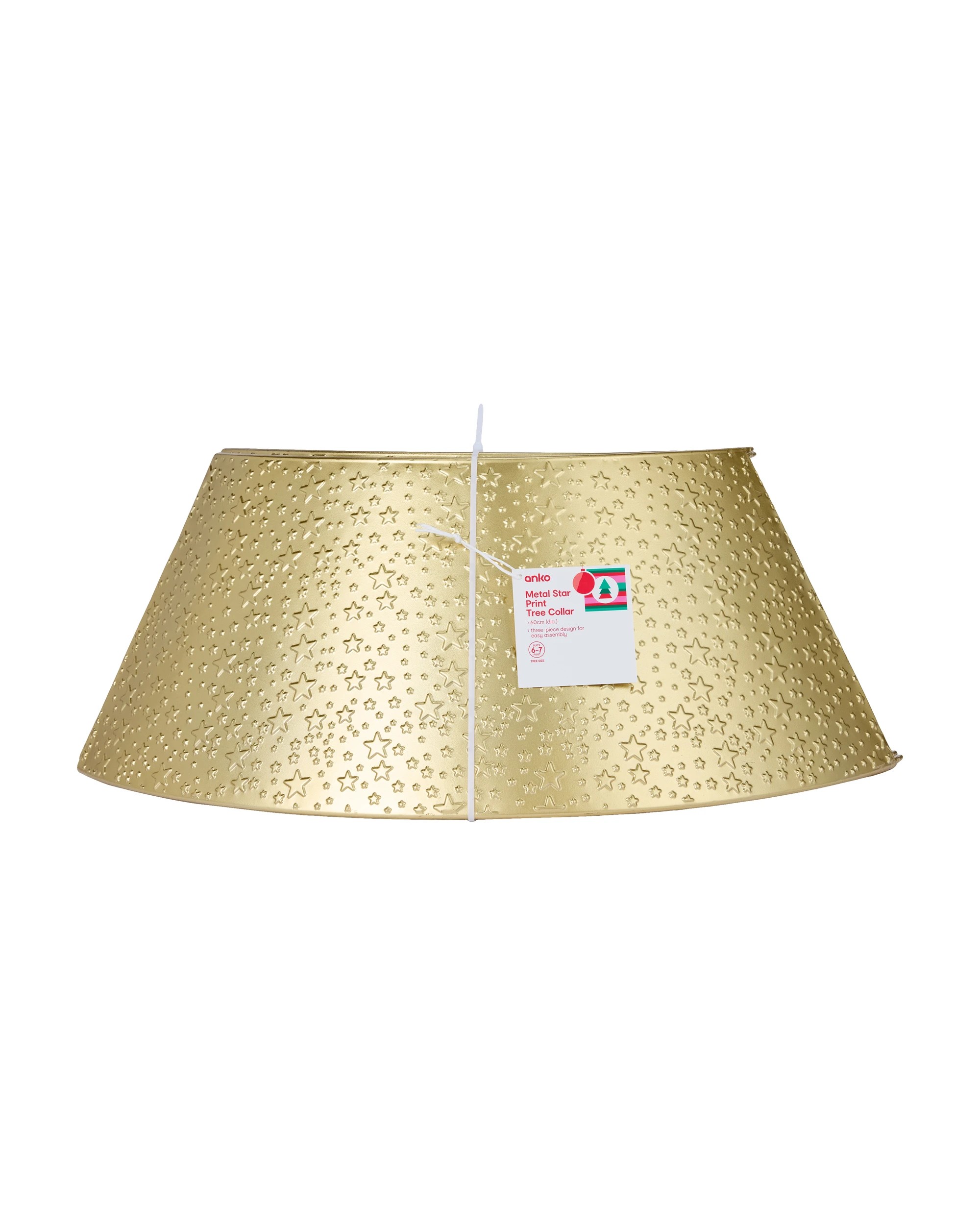 5 Metal Star Print Tree Collar - Gold Look, 5 of 5