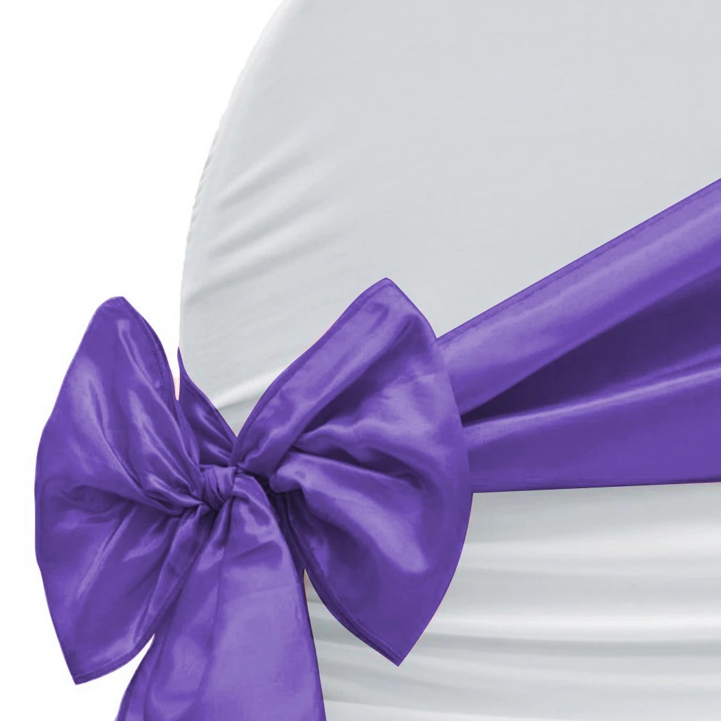 6 Traderight 50 Pcs Satin Chair Sashes - Purple, 6 of 8