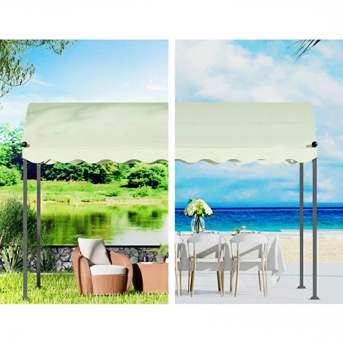 4 Instahut Gazebo Marquee 4x3m Outdoor Event Wedding Tent Camping Party Shade Iron Art Canopy - Beige, 4 of 6