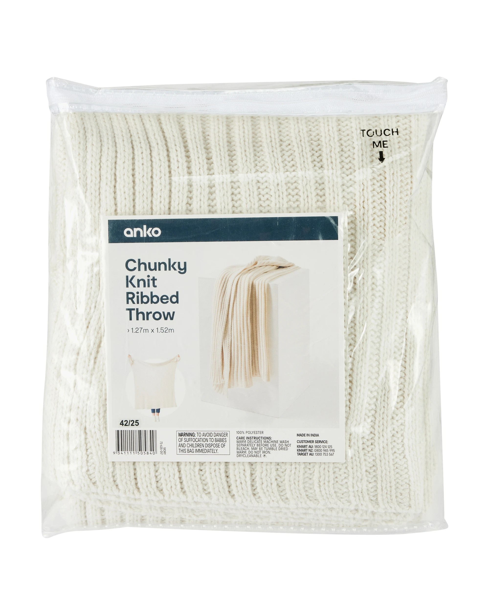 7 Chunky Knit Ribbed Throw - Ivory, 7 of 7