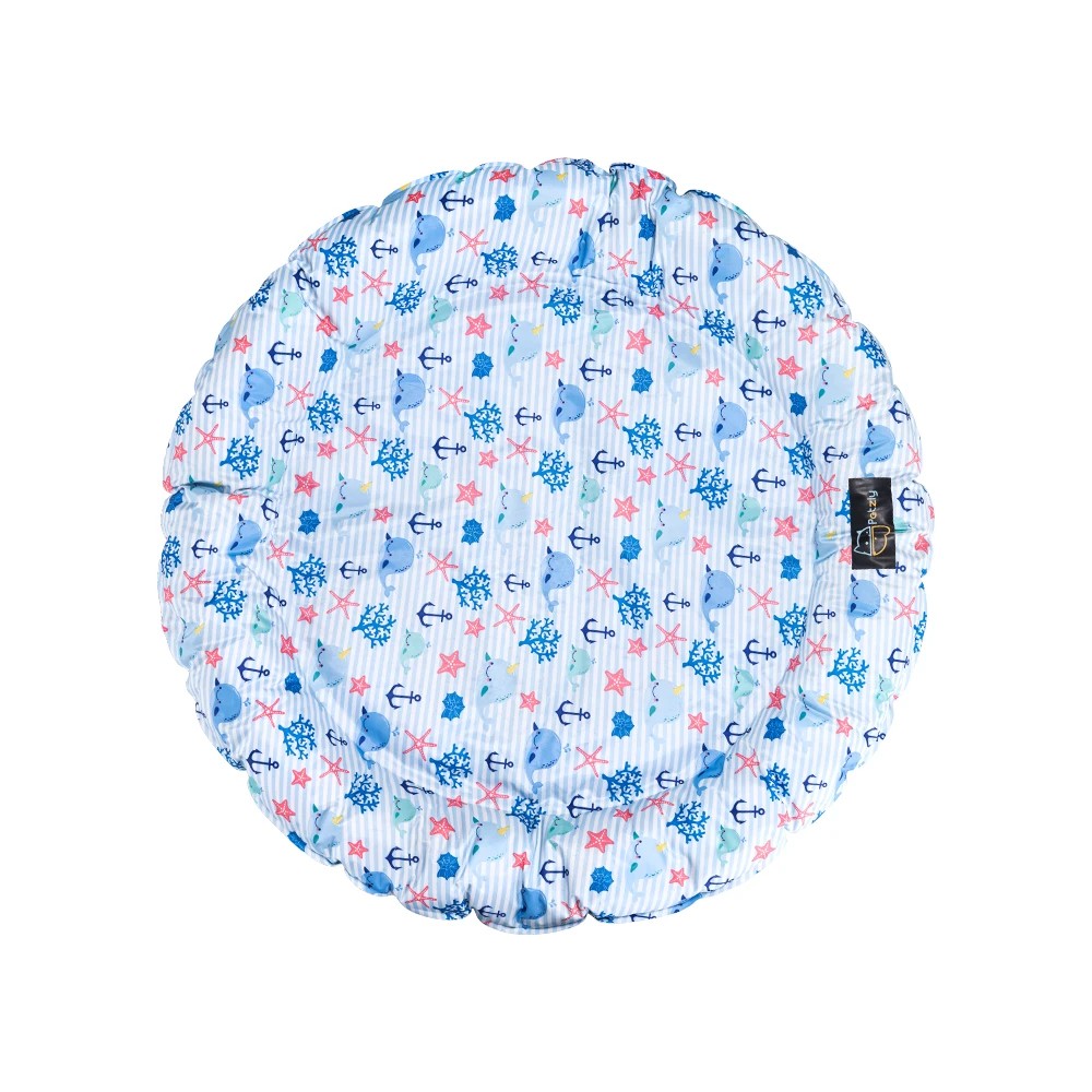 1 Petzly Pet Cooling Mat Dog Cat Bed Non-Toxic Sofa Large Summer Pad Round 82CM - Blue, 1 of 3