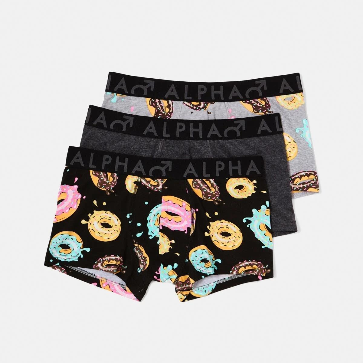 1 3 Pack Print Plain Trunks DONUT SPLATTER, 1 of 7